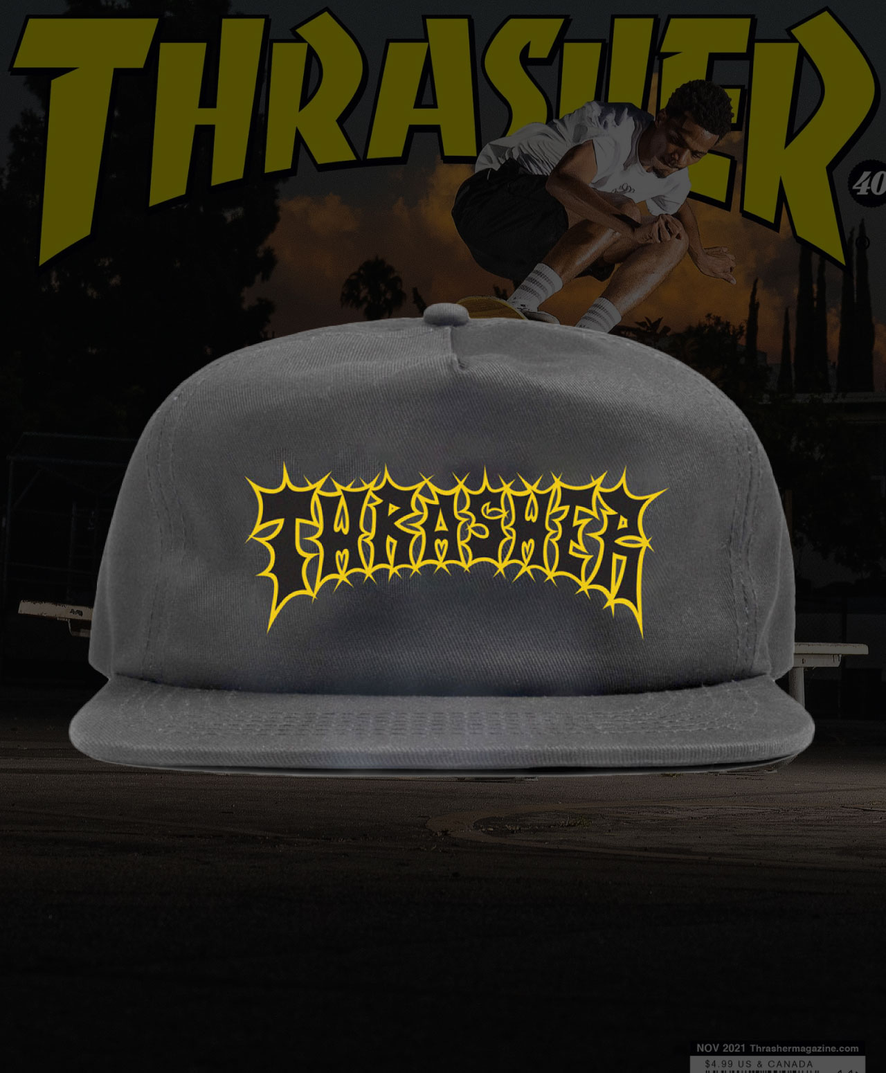 THRASHER SPIKEY SNAPBACK CHARCOAL