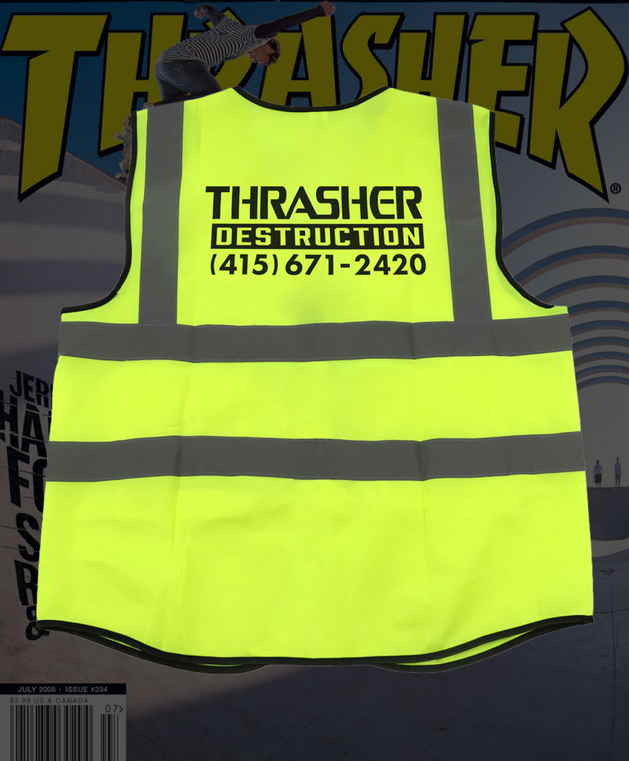THRASHER DESTRUCTION VEST SAFETY GREEN