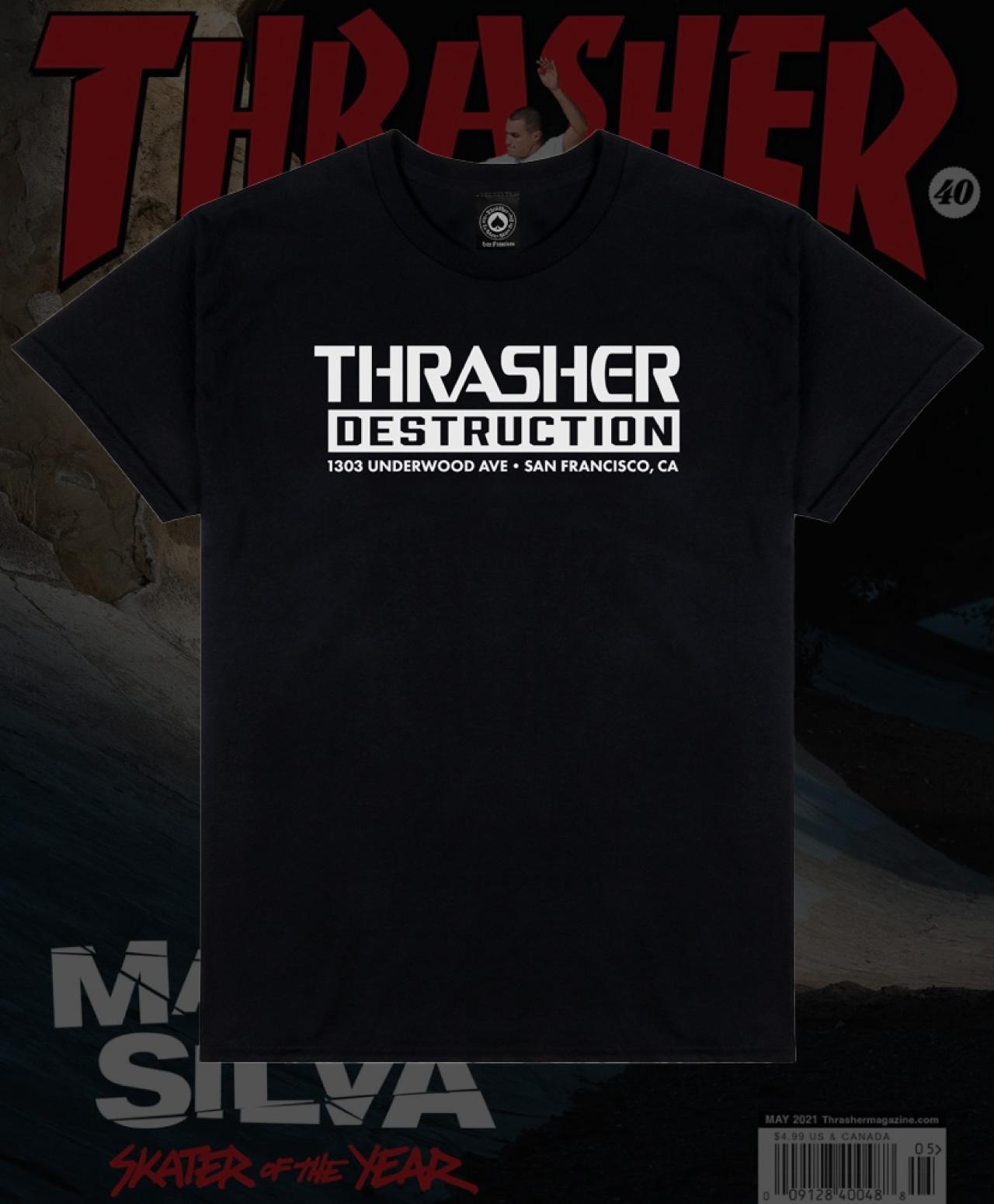 THRASHER DESTRUCTION TEE BLACK
