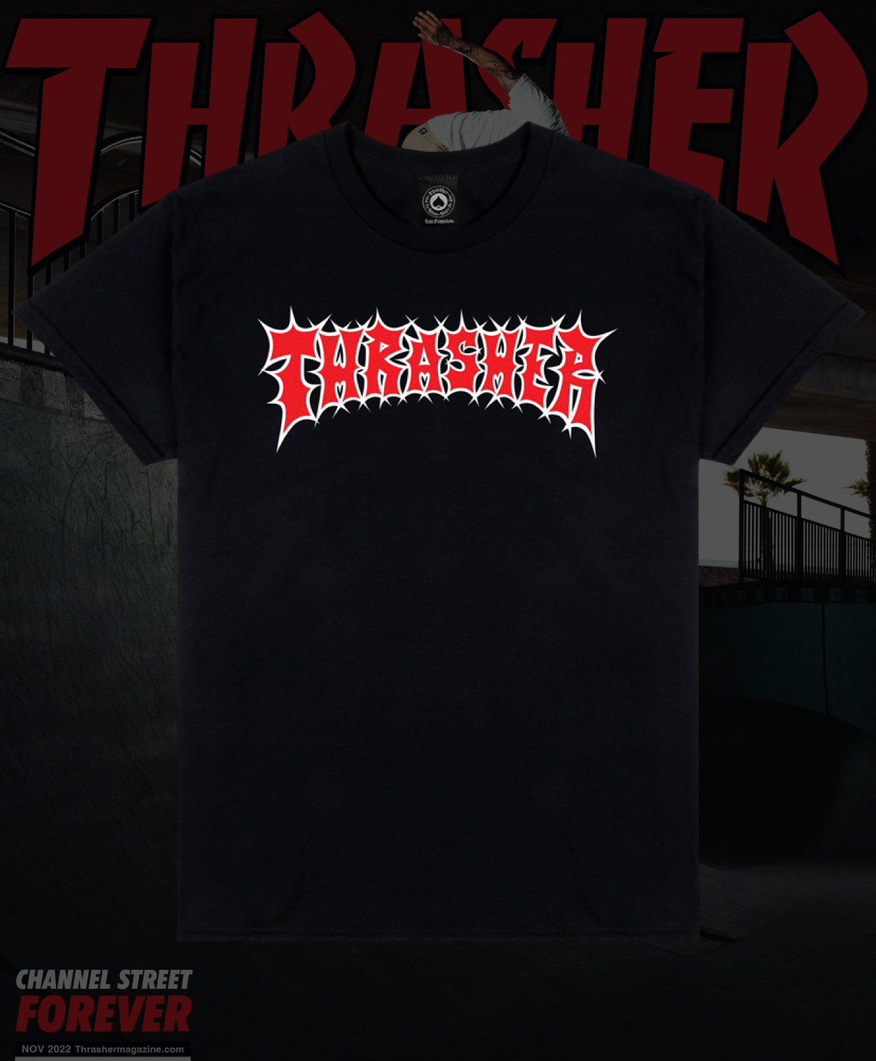 THRASHER SPIKEY TEE BLACK