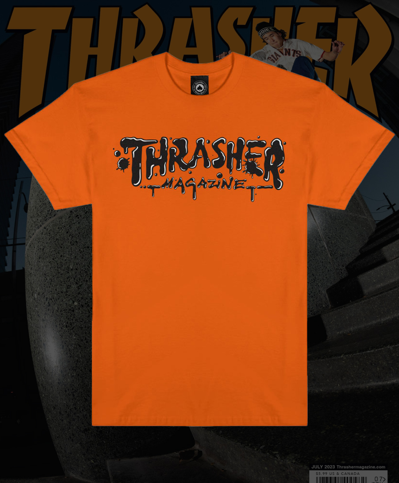 THRASHER WET PAINT TEE ORANGE