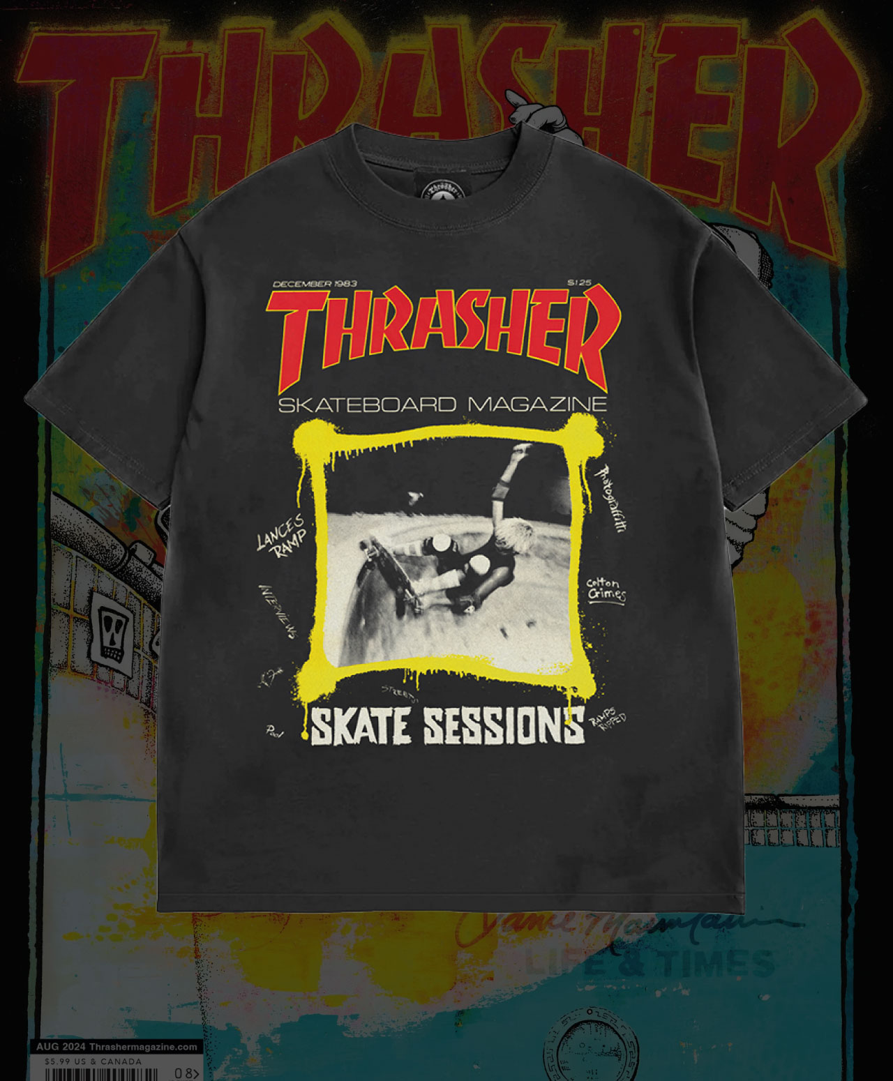 THRASHER DECEMBER 1983 VINTAGE TEE BLACK