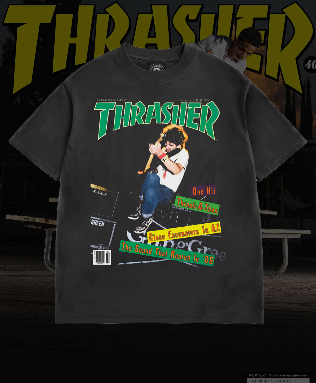 THRASHER FEBRUARY 1987 VINTAGE TEE BLACK