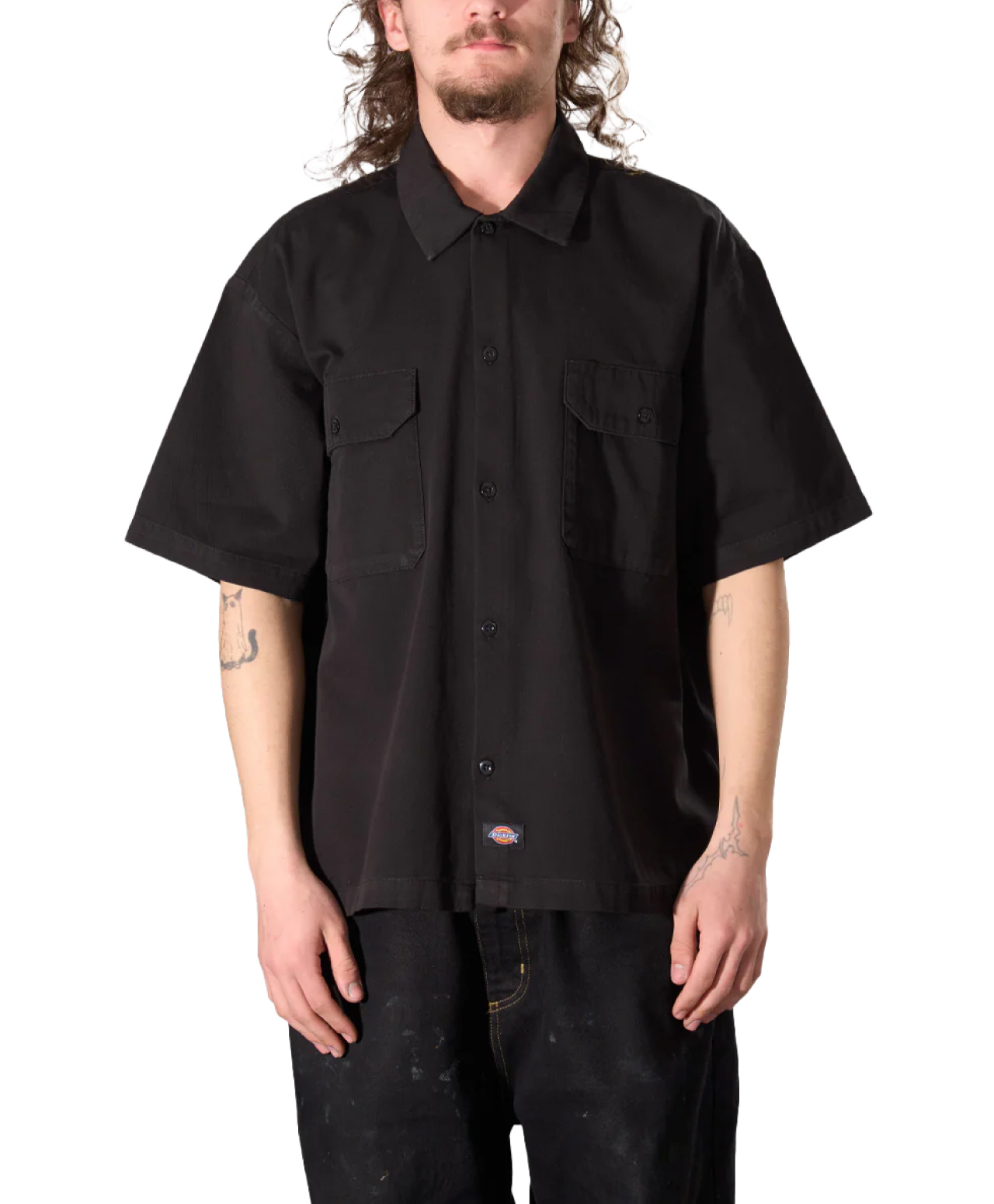DICKIES 247 WORK SHIRT BLACK GARMENT DYED