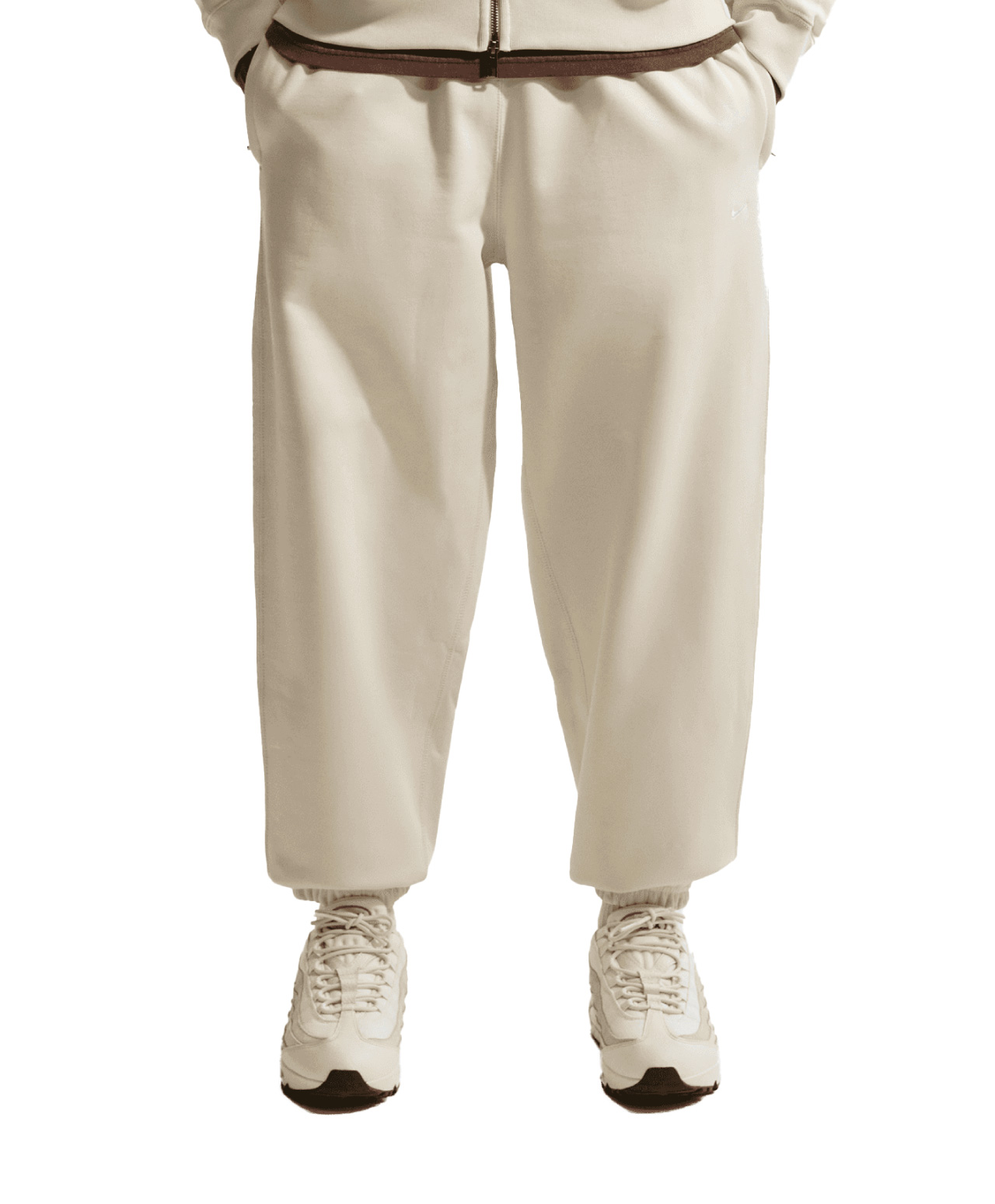 NIKE LIFE SOLO SWOOSH CUFFED FLEECE PANTS COCONUT MILK/WHITE