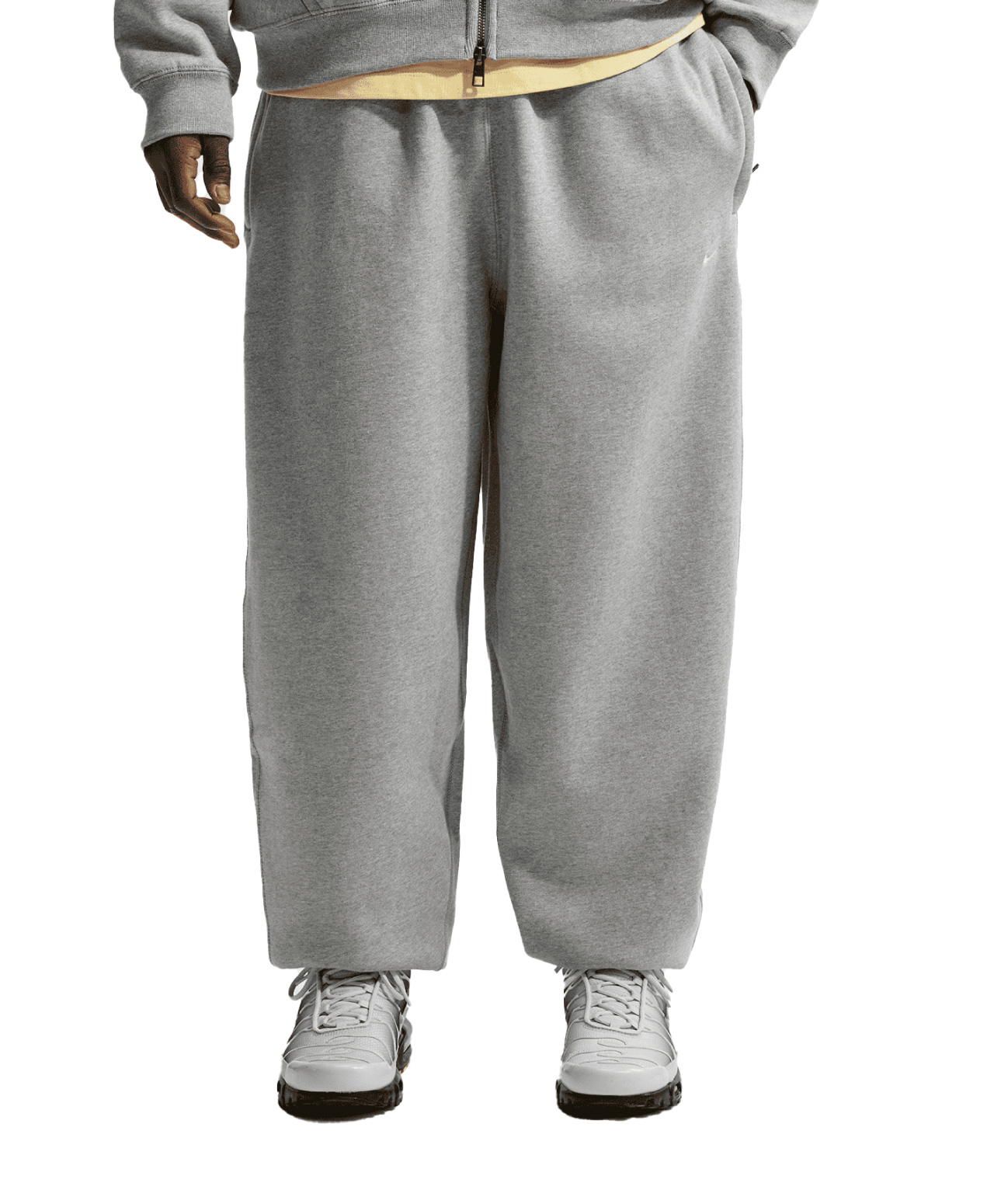NIKE LIFE SOLO SWOOSH CUFFED FLEECE PANTS DARK GREY HEATHER/WHITE