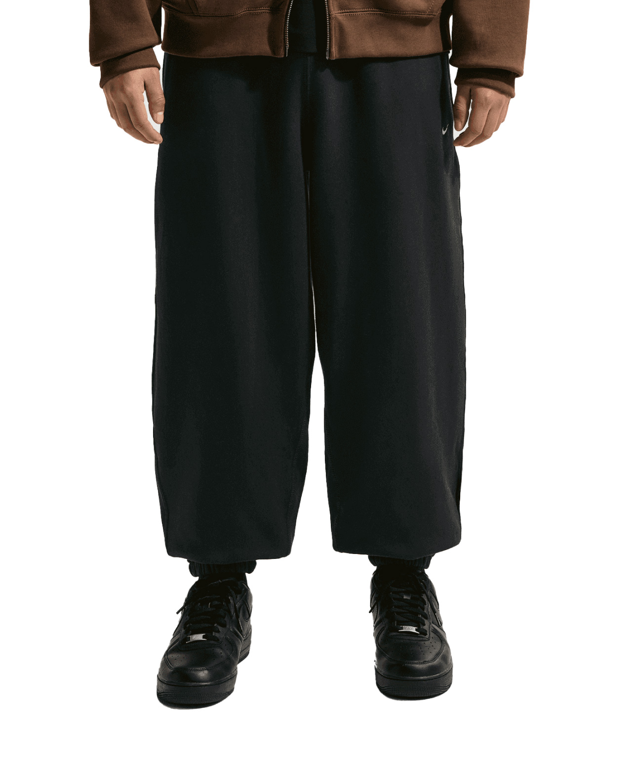NIKE LIFE SOLO SWOOSH CUFFED FLEECE PANTS BLACK/WHITE