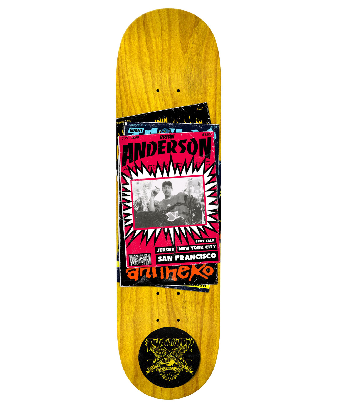 ANTIHERO B.A THRASHER COLLAB SKATE DECK 9 MULTI