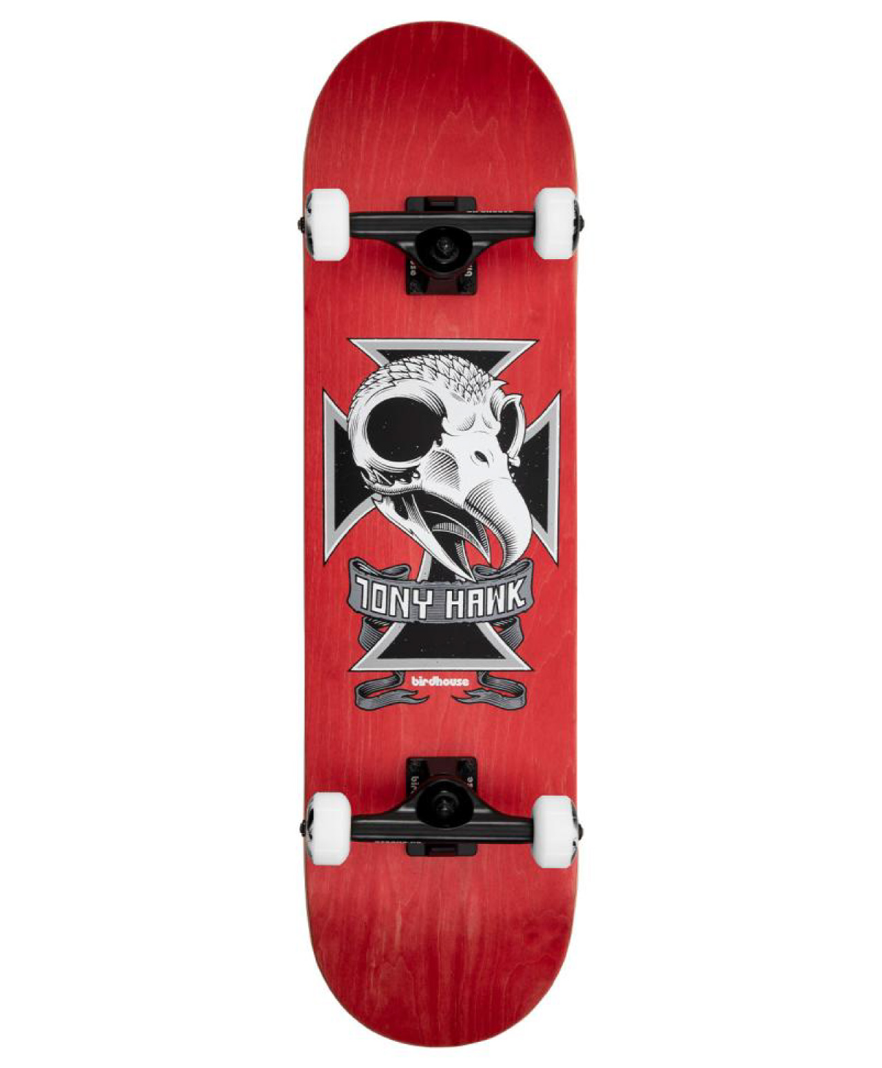 BIRDHOUSE HAWK SKULL 2 STAGE 3 COMPLETE SKATEBOARD 8.25 RED