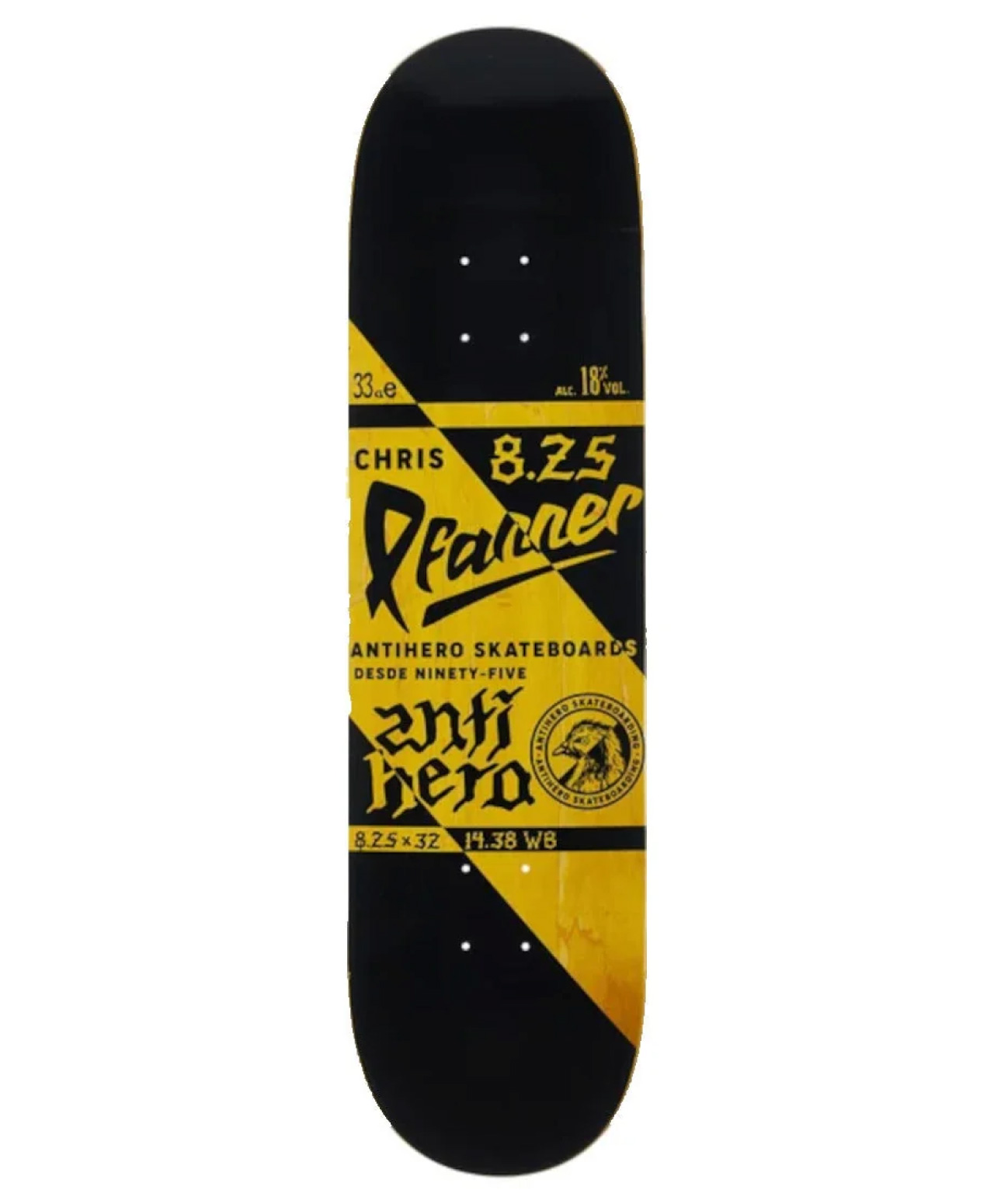 ANTIHERO PFANNER REFRESCOS SKATE DECK 8.25 BLACK
