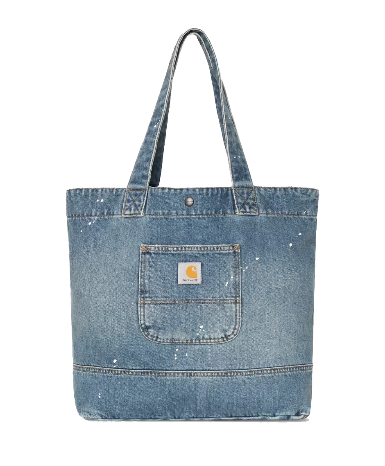 CARHARTT WIP DENIM TOTE BAG BLUE DESTROY WASH SPLATTER