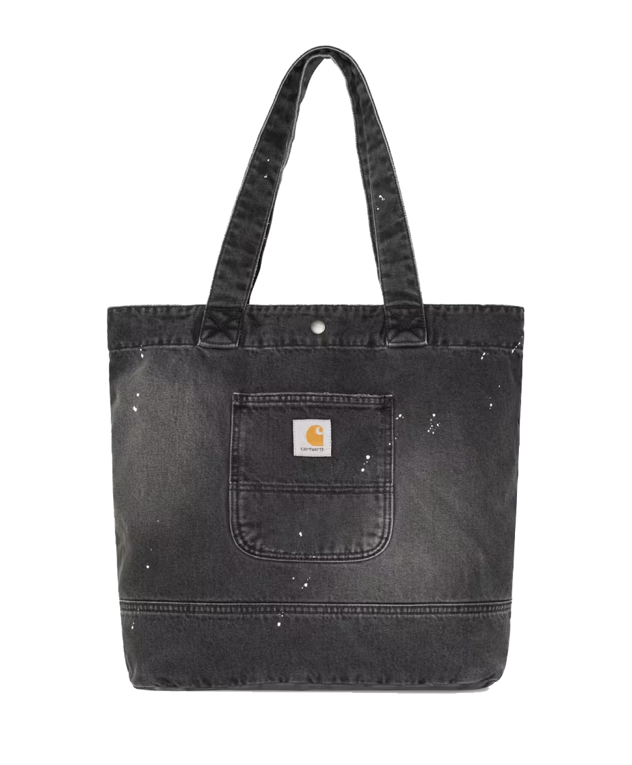 CARHARTT WIP DENIM TOTE BAG BLACK DESTROY WASH SPLATTER