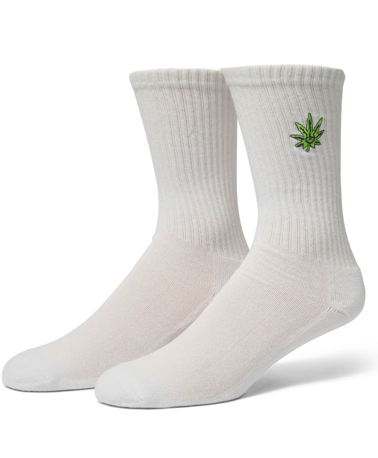 HUF GREEN BUDDY EMBROIDERED SOCKS WHITE