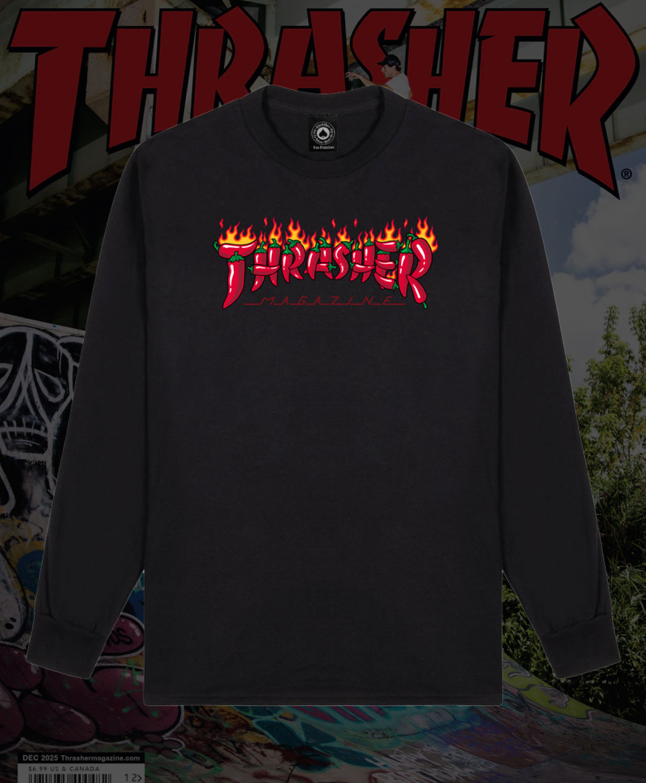 THRASHER FUEGO LONG SLEEVE BLACK