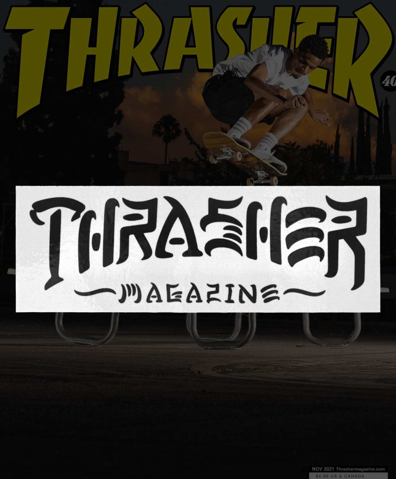 THRASHER THRASH & DESTROY STICKER WHITE/BLACK