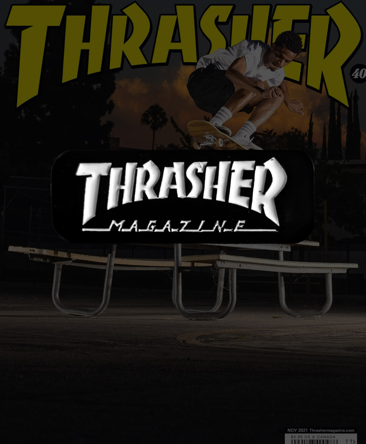 THRASHER MAG LOGO LAPEL PIN BLACK/WHITE