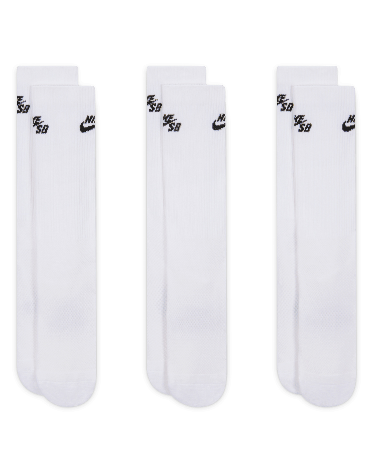 NIKE SB EVERYDAY ELEVATED CREW SOCKS 3-PACK WHITE/BLACK