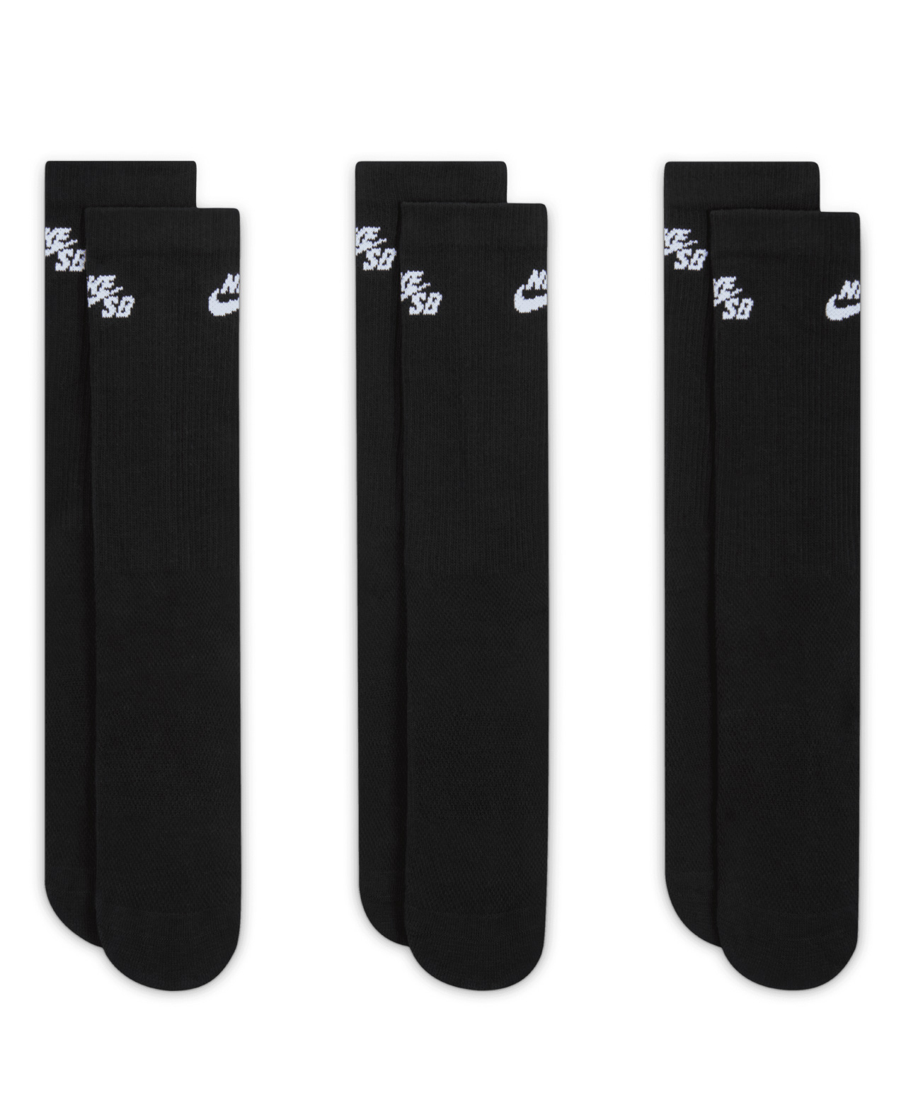 NIKE SB EVERYDAY ELEVATED CREW SOCKS 3-PACK BLACK/WHITE