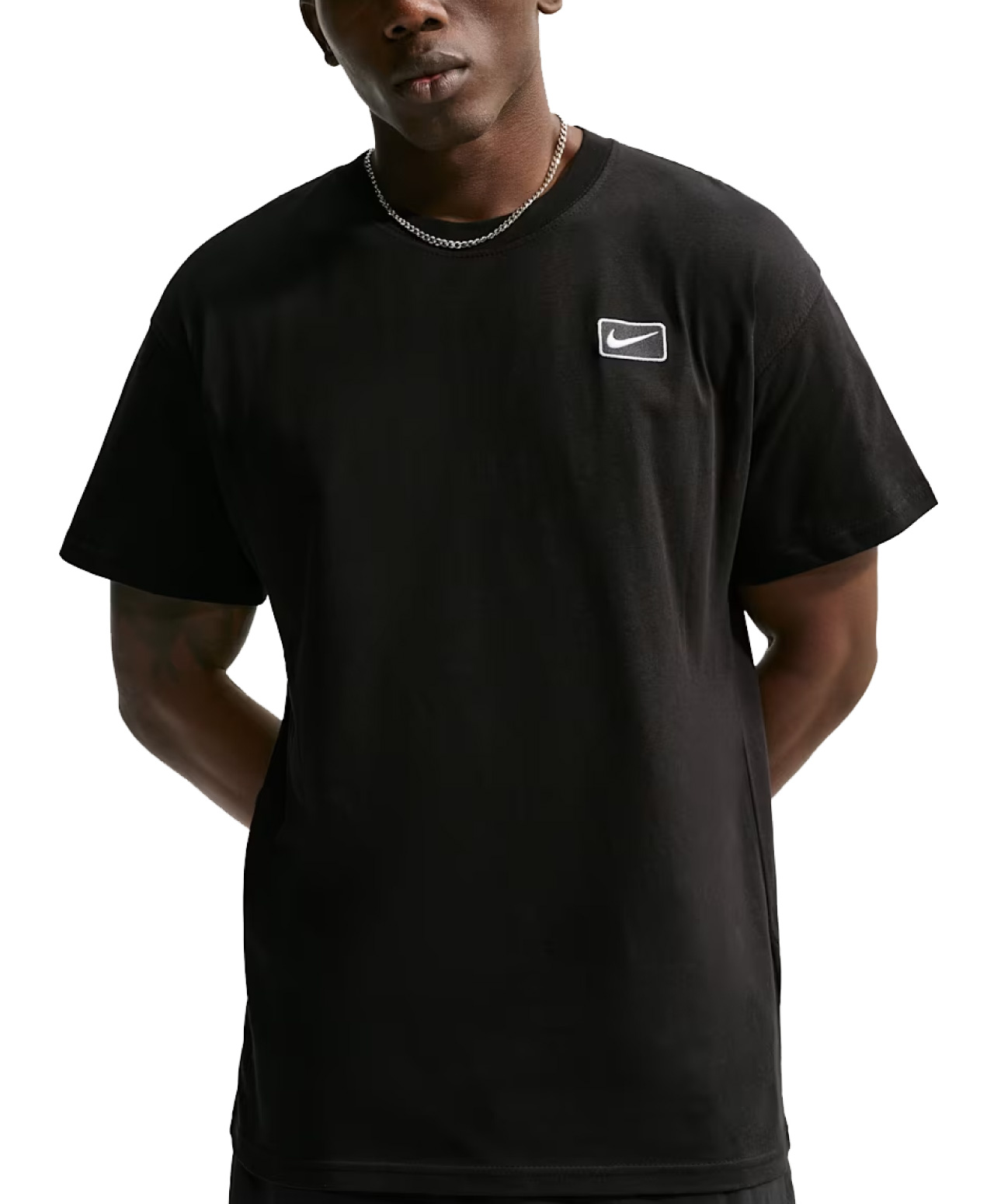 NIKE SPORTSWEAR BOXED SWOOSH LOGO TEE BLACK
