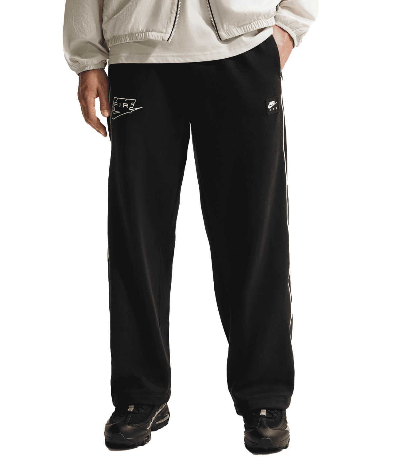 NIKE SPORTSWEAR AIR OPEN-HEM FLEECE PANTS BLACK/WHITE
