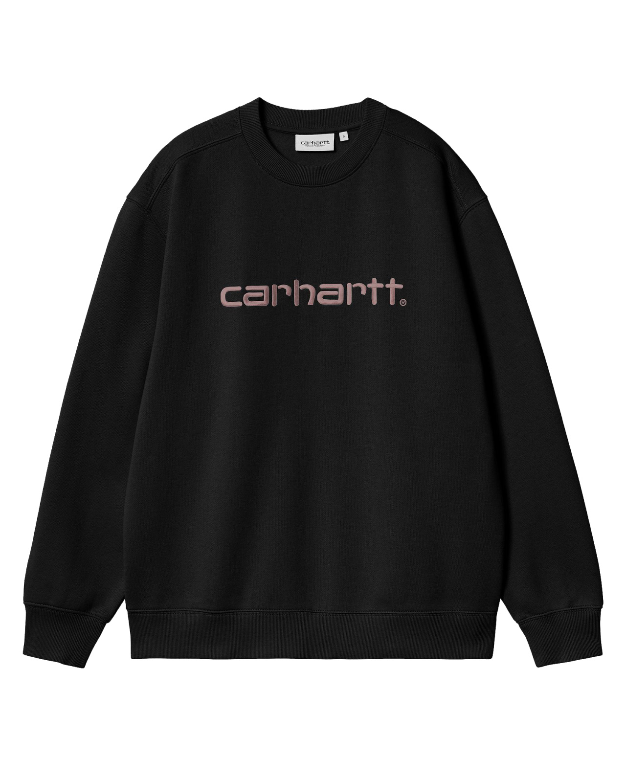 CARHARTT WIP WOMENS LOGO CREW BLACK/HORTENSIA