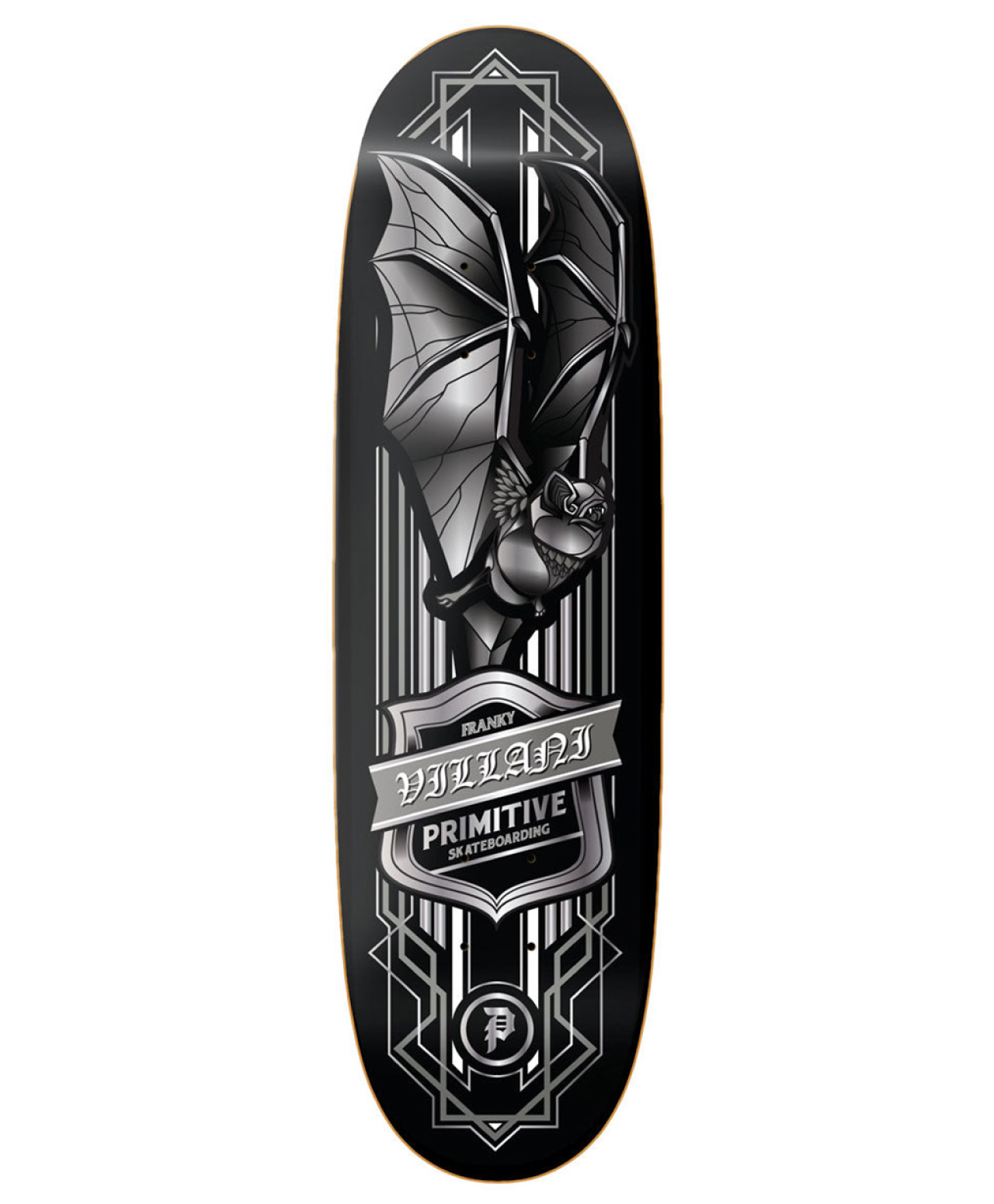 PRIMITIVE VILLANI BAT SKATE DECK 9.125 BLACK
