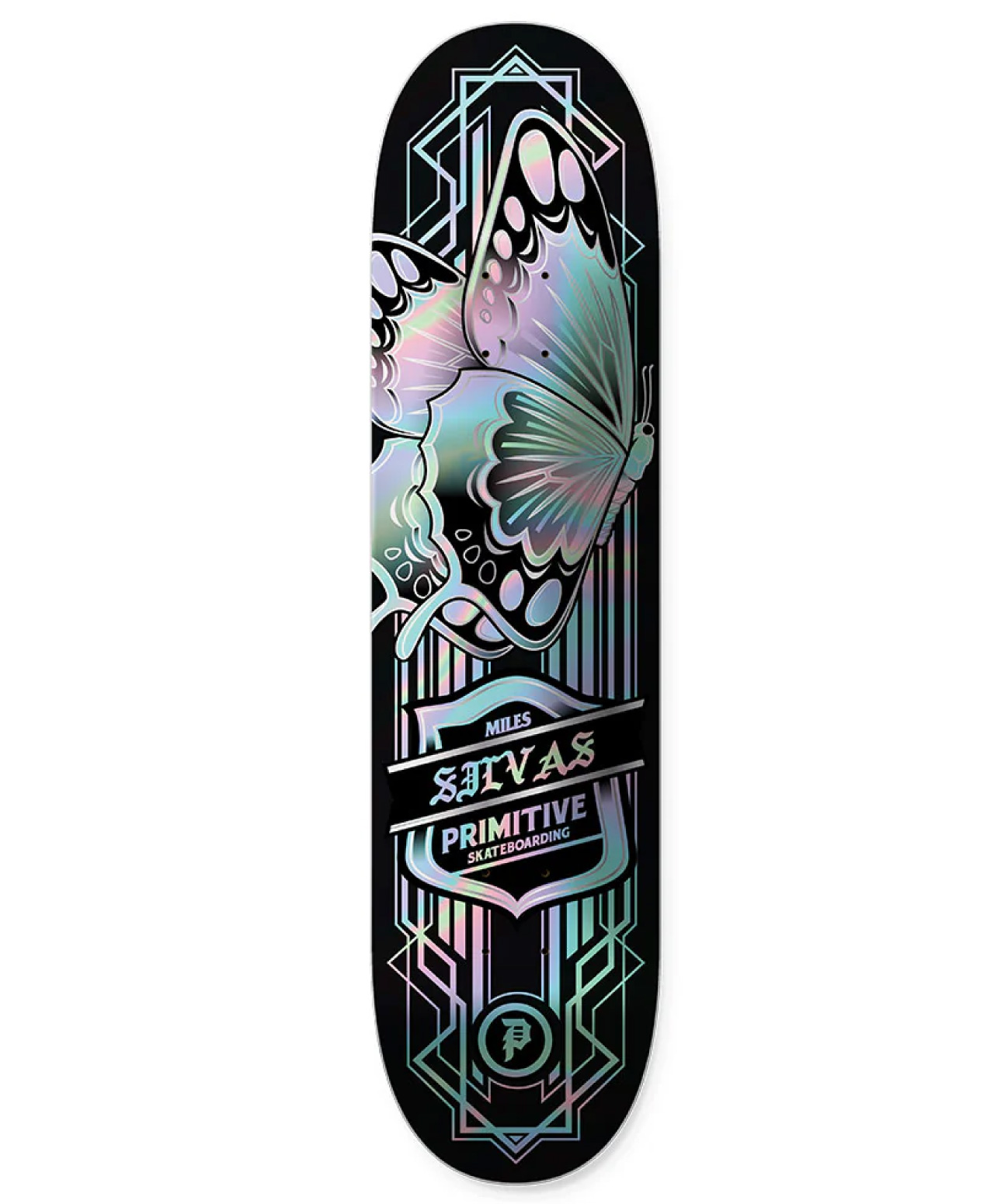 PRIMITIVE SILVAS BUTTERFLY SPECTRA SKATE DECK 8.5 BLACK