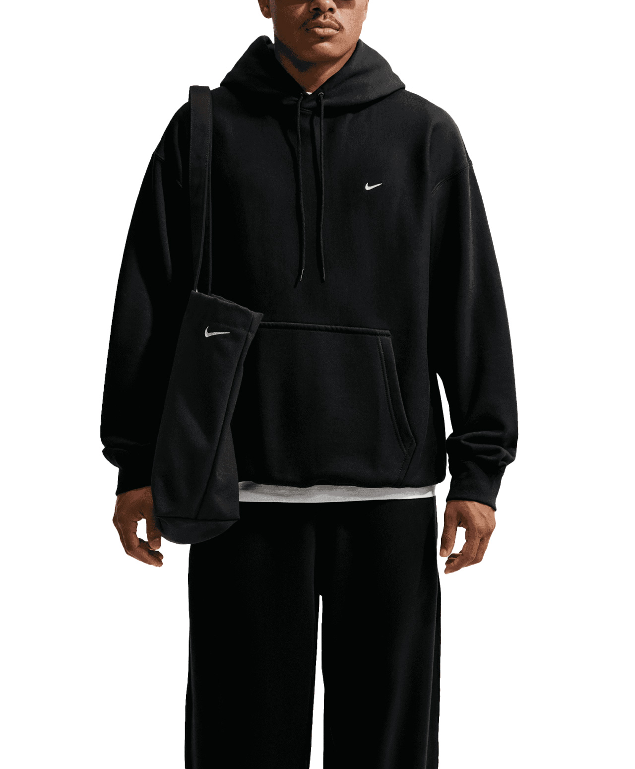 NIKE SOLO SWOOSH HOOD BLACK/WHITE