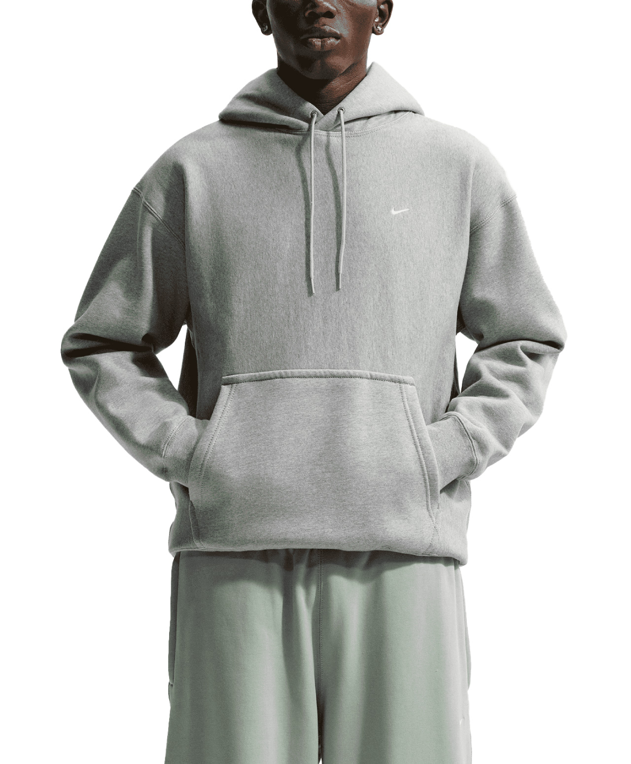 NIKE SOLO SWOOSH HOOD DARK GREY HEATHER/LIGHT SMOKE GREY/WHITE