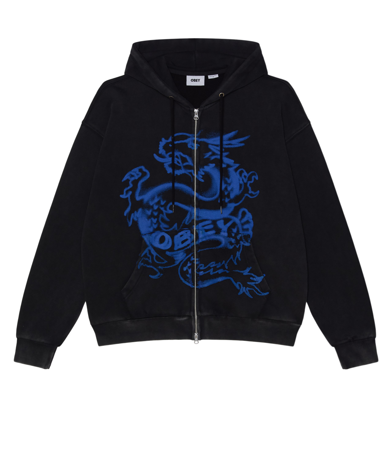 OBEY DRACO ZIP HOOD DUSTY BLACK LIMO