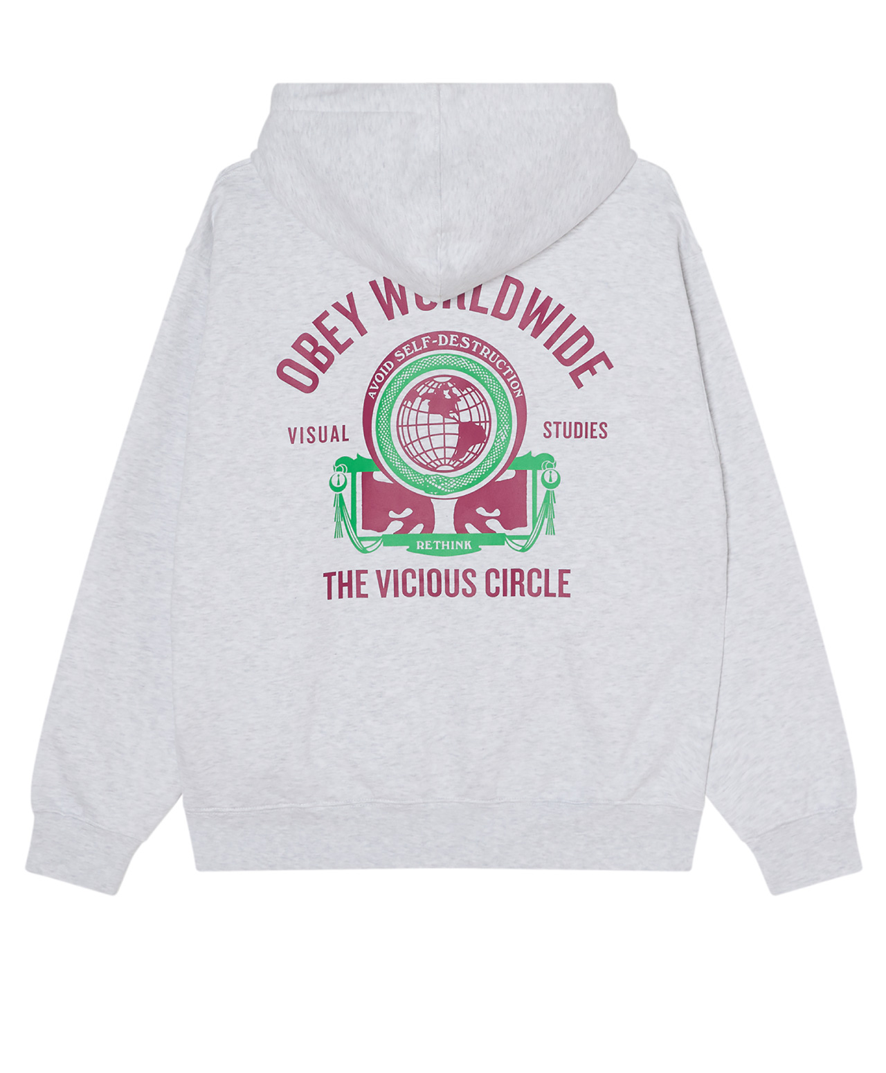 OBEY VICIOUS CIRCLE HOOD HEATHER GREY