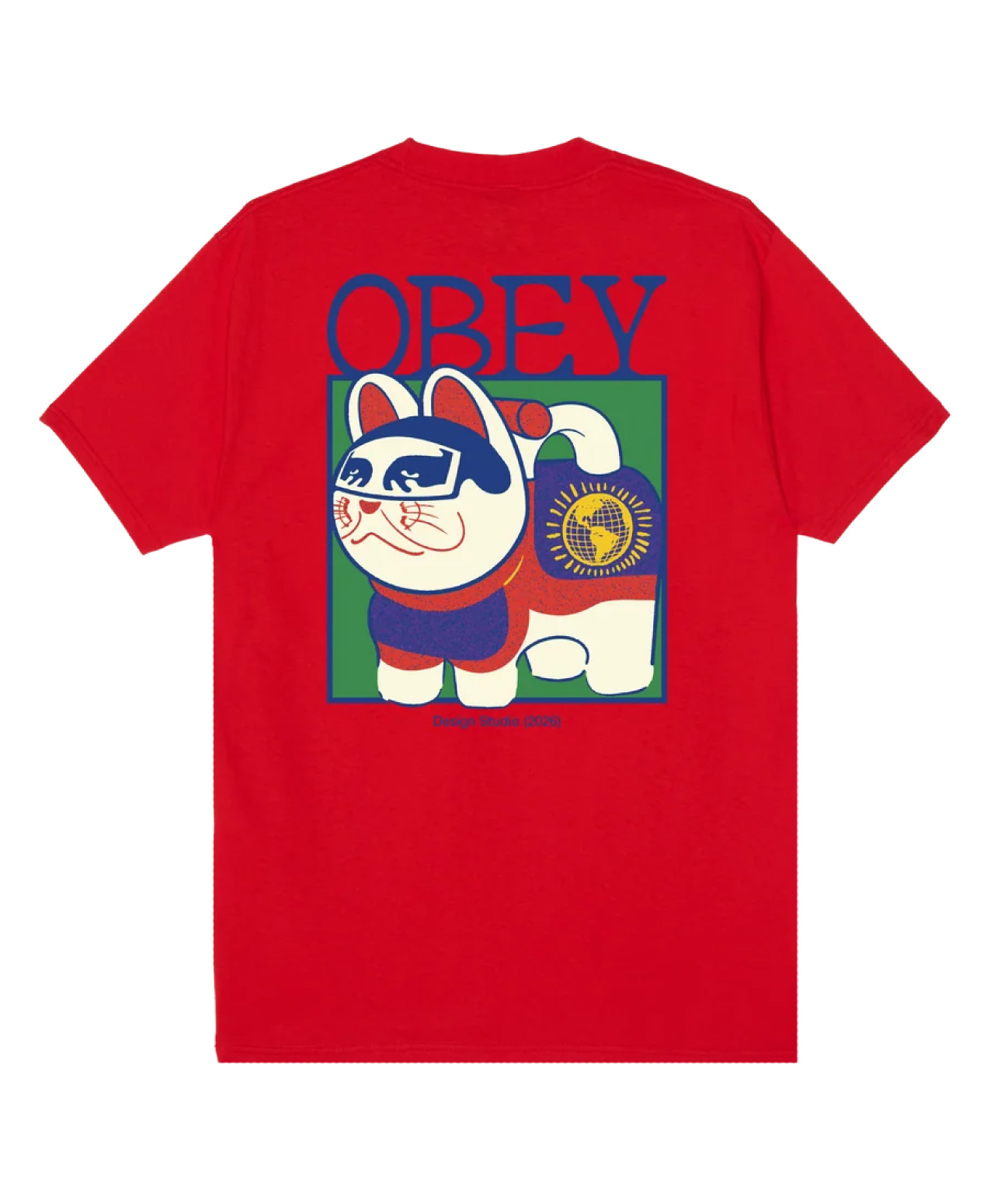 OBEY LUCKY CAT TEE RED