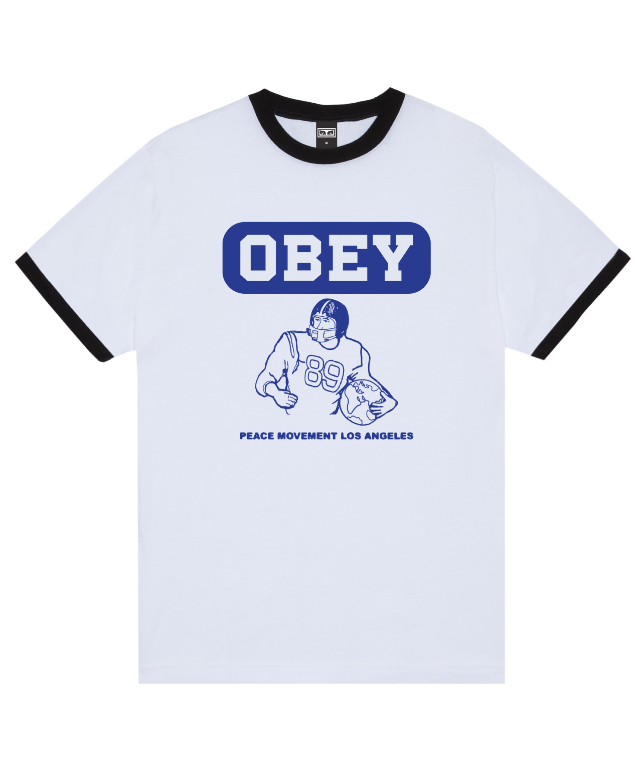OBEY PEACE MOVEMENT RINGER TEE WHITE/BLACK