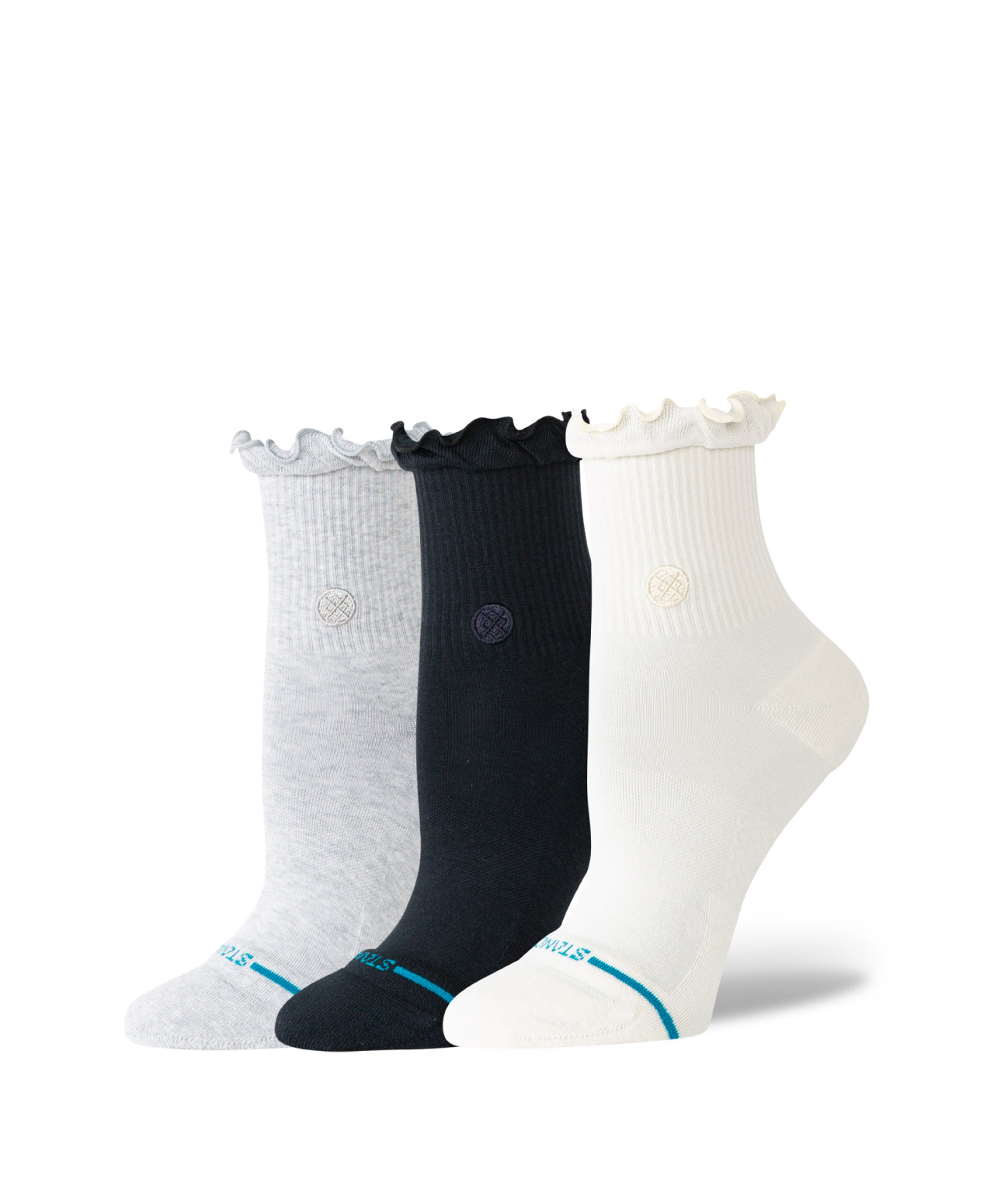 STANCE WOMENS RUFFLE ICON QUARTER SOCKS 3-PACK MULTI