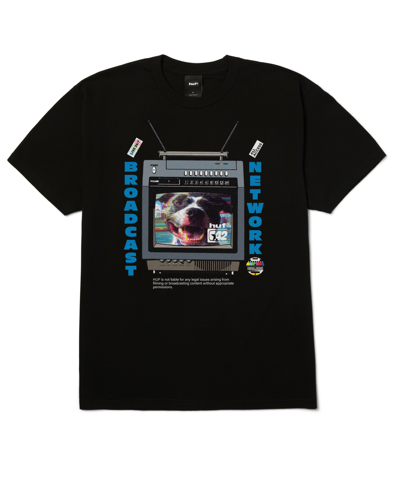 HUF BROADCAST TEE BLACK