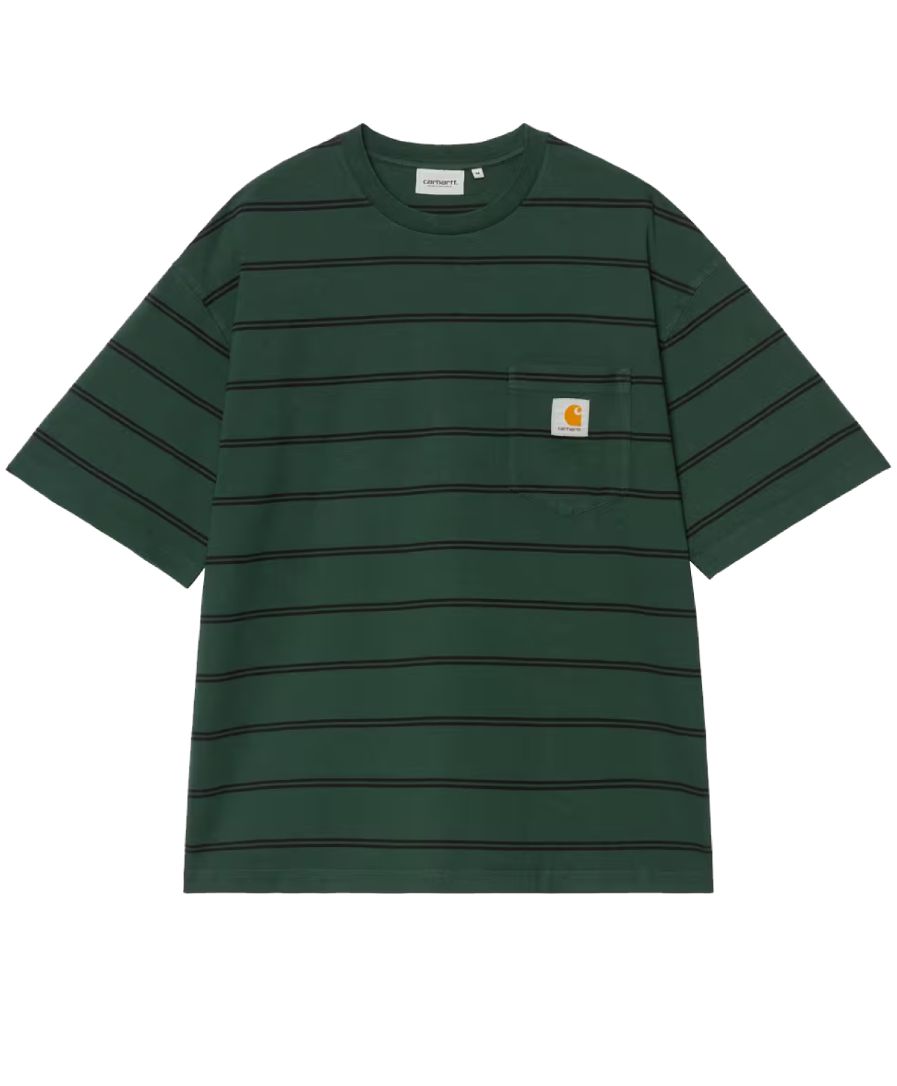 CARHARTT WIP CARDONA POCKET TEE CARDONA STRIPE NATURAL/DARK SCARAB GARMENT DYED