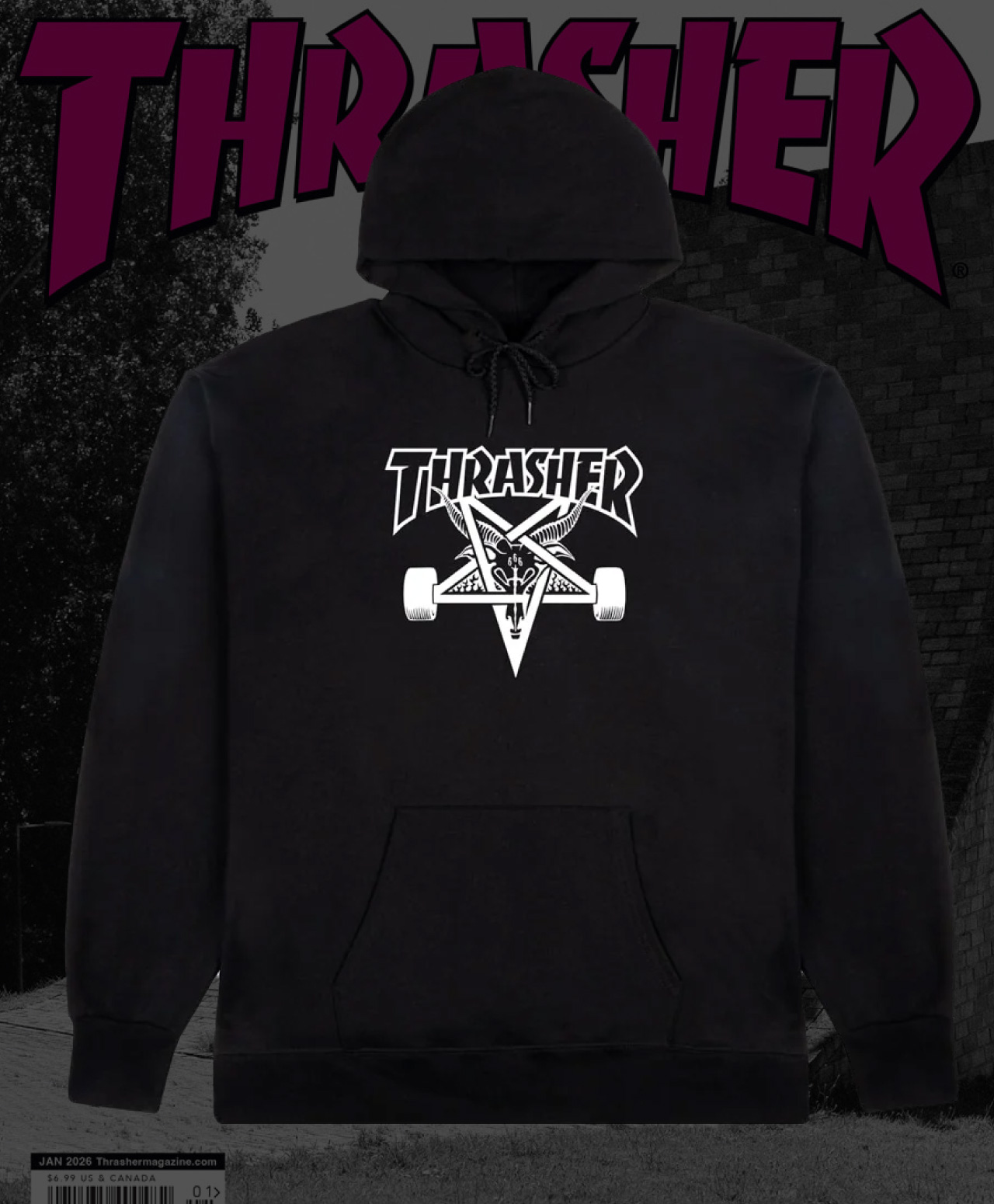 THRASHER SKATEGOAT HOOD BLACK