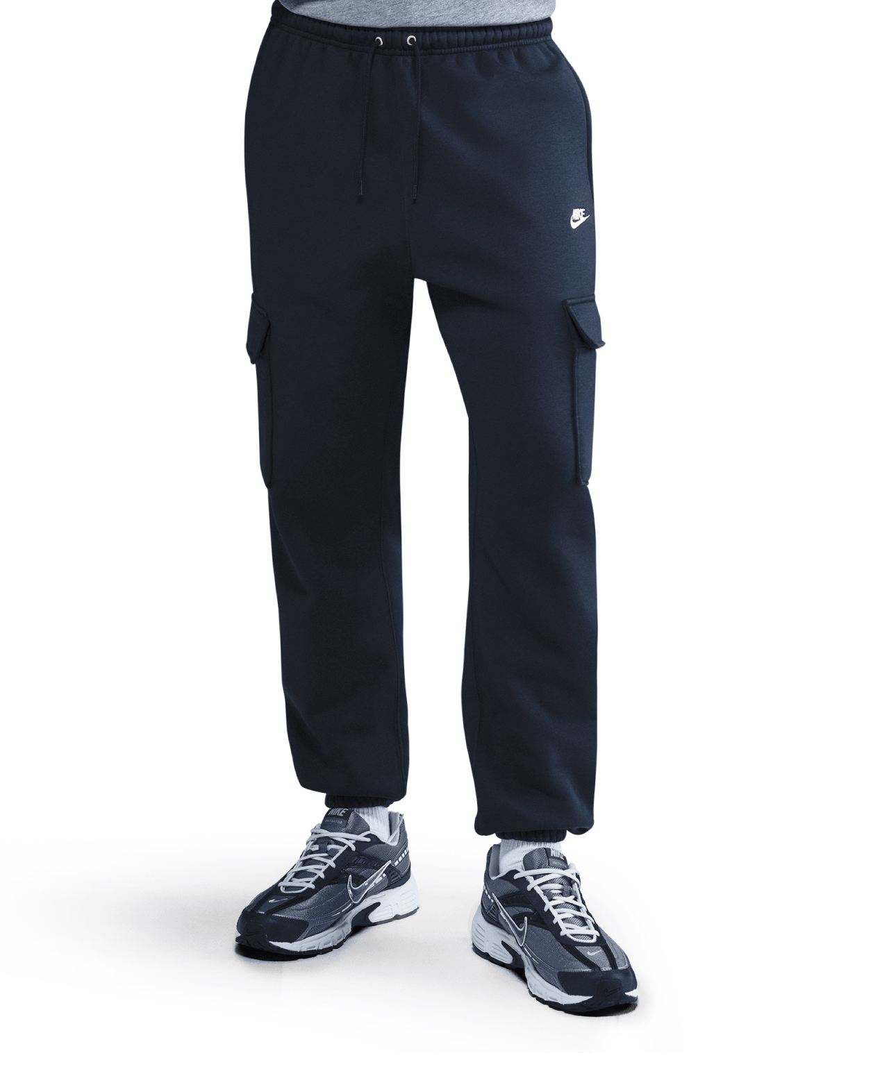 NIKE CLUB FLEECE CARGO PANTS OBSIDIAN/WHITE