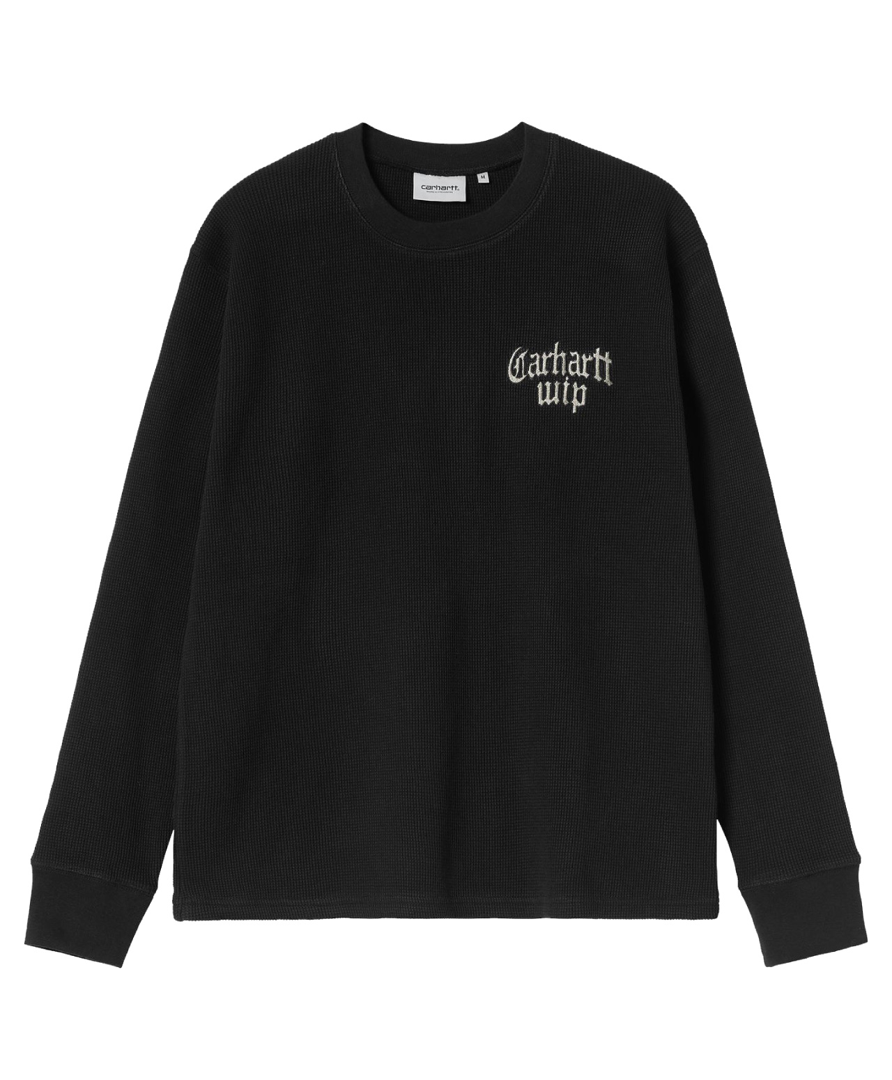 CARHARTT WIP BLACKLETTER WAFFLE LONG SLEEVE BLACK/WHITE