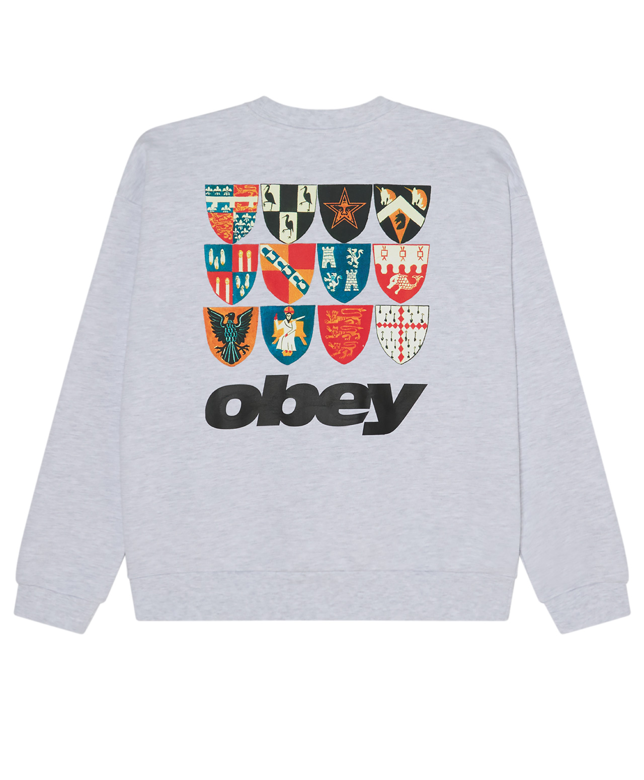OBEY SHIELDS EXTRA HEAVY CREW ASH GREY
