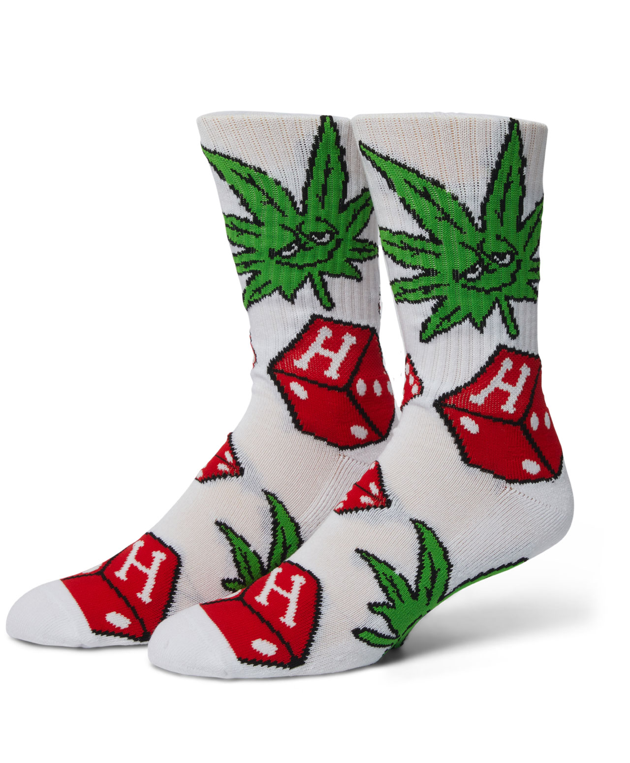 HUF DICE BUDDY CREW SOCKS WHITE