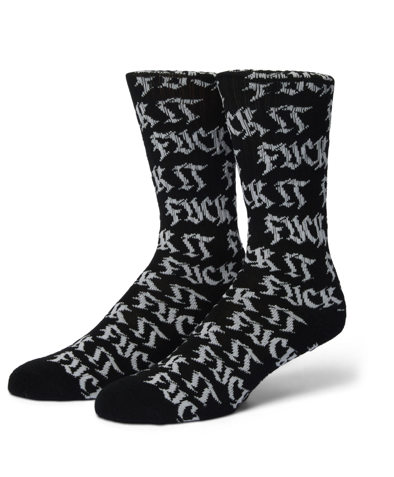 HUF FUCK IT OLD STYLE CREW SOCKS BLACK