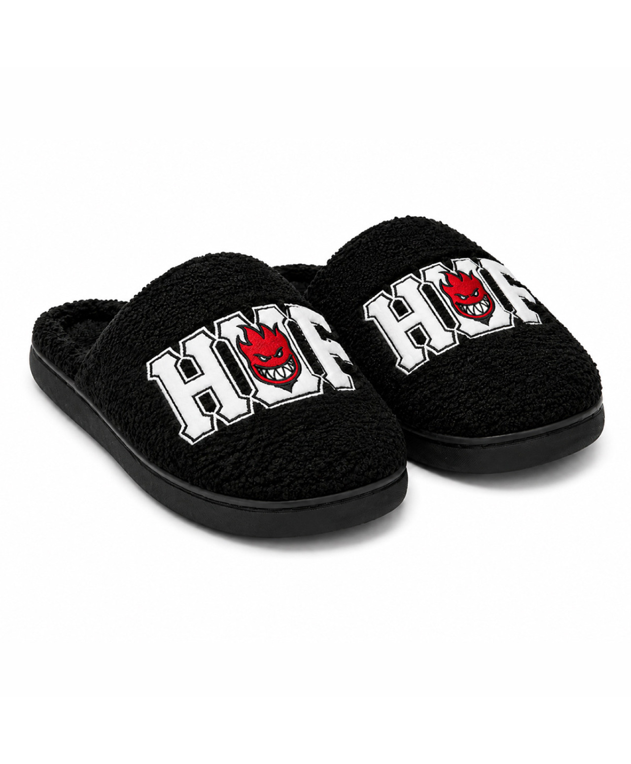 HUF X SPITFIRE FUZZY SLIPPERS BLACK