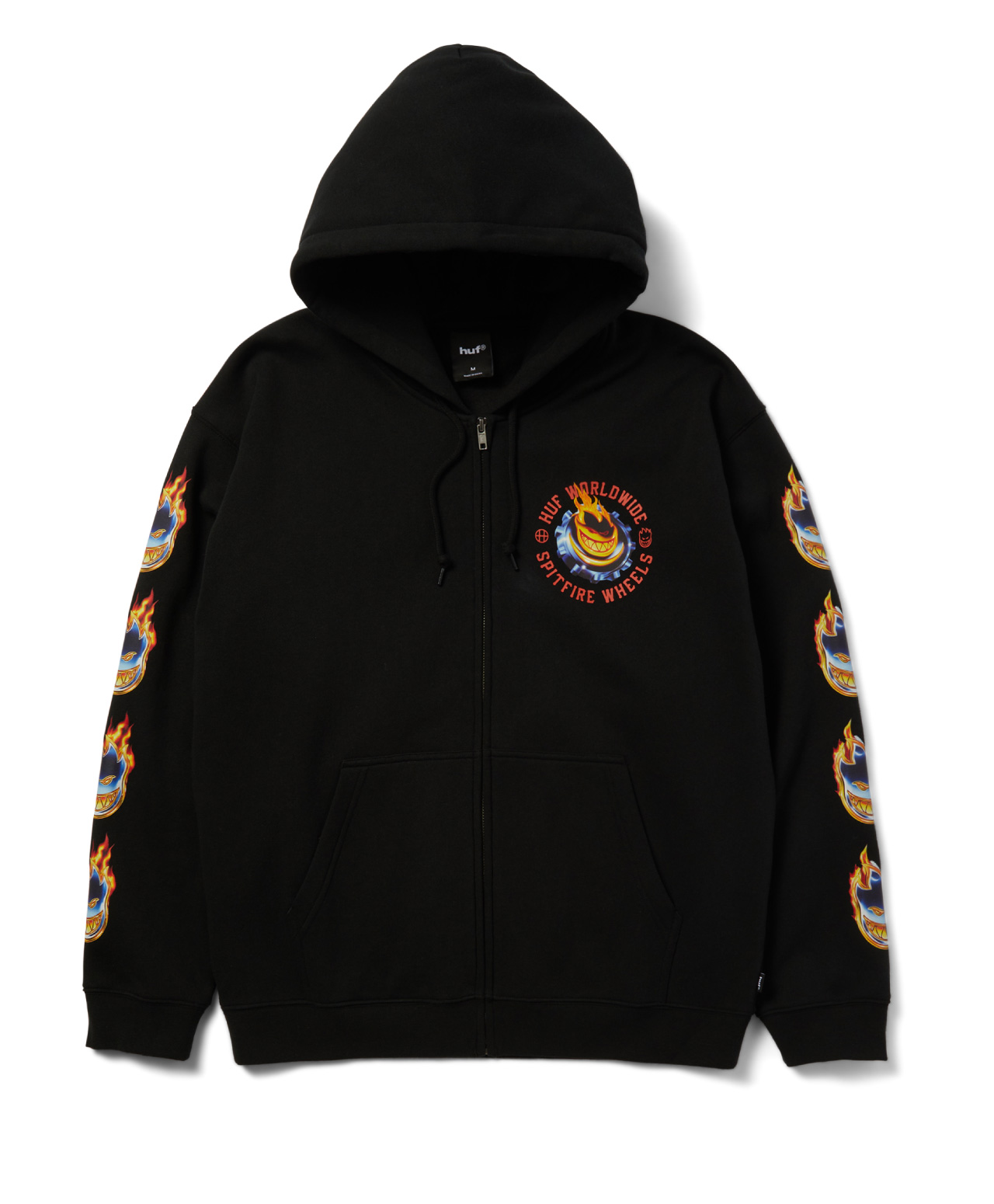 HUF X SPITFIRE CHROME HEAD ZIP HOOD BLACK