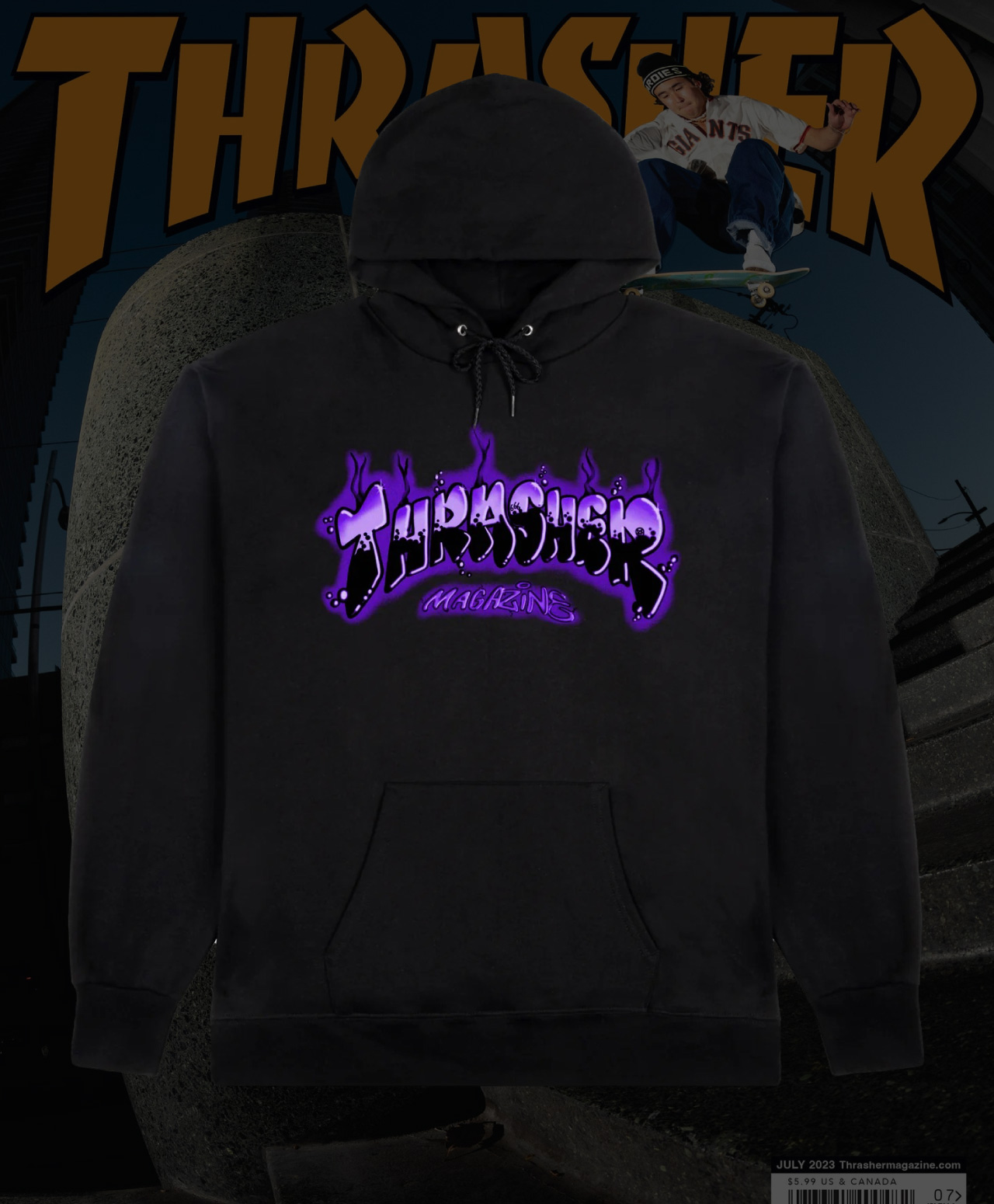 THRASHER AIRBRUSH HOOD BLACK/PURPLE