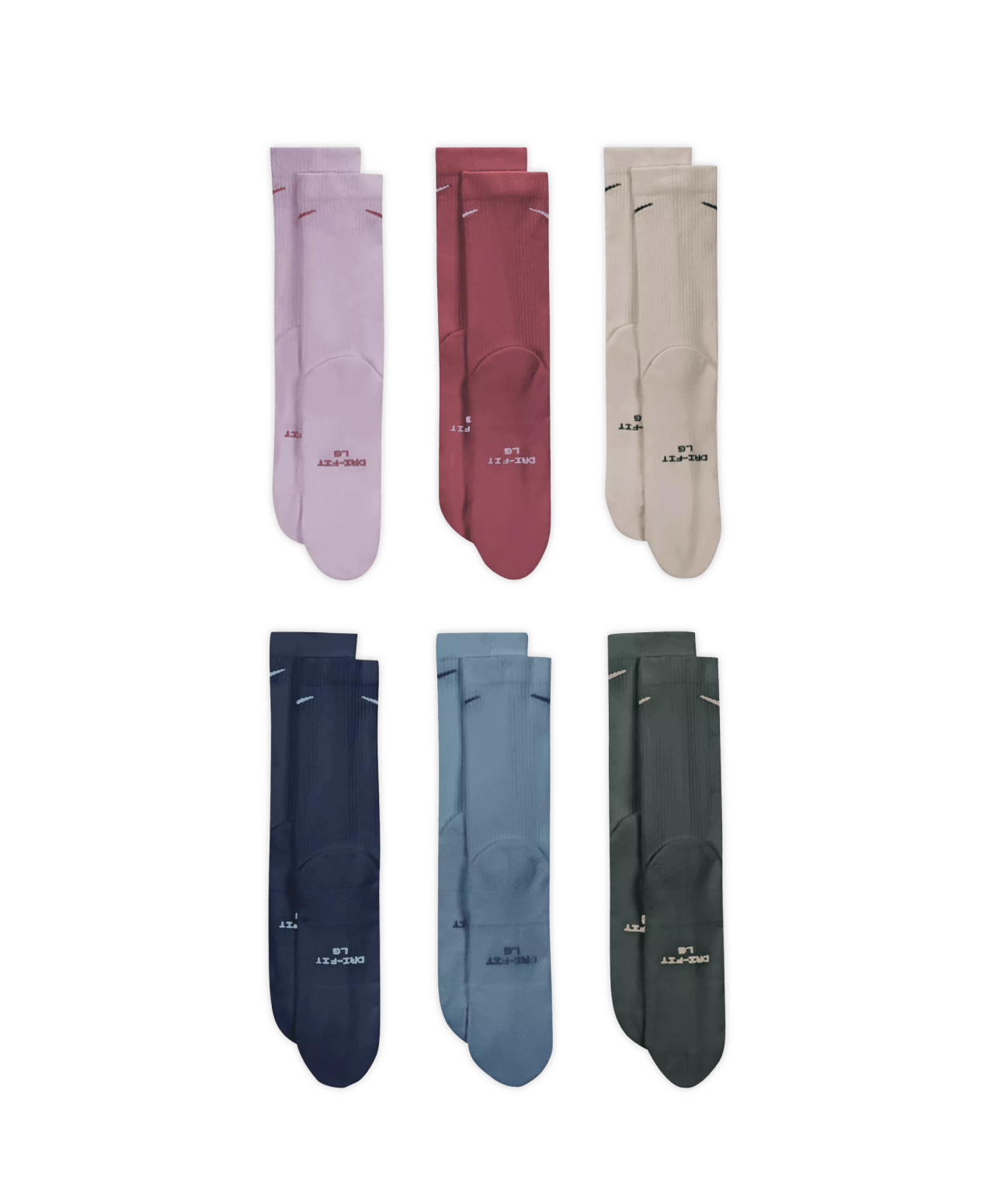 NIKE EVERYDAY ELEVATED CREW SOCKS 6-PACK MULTI