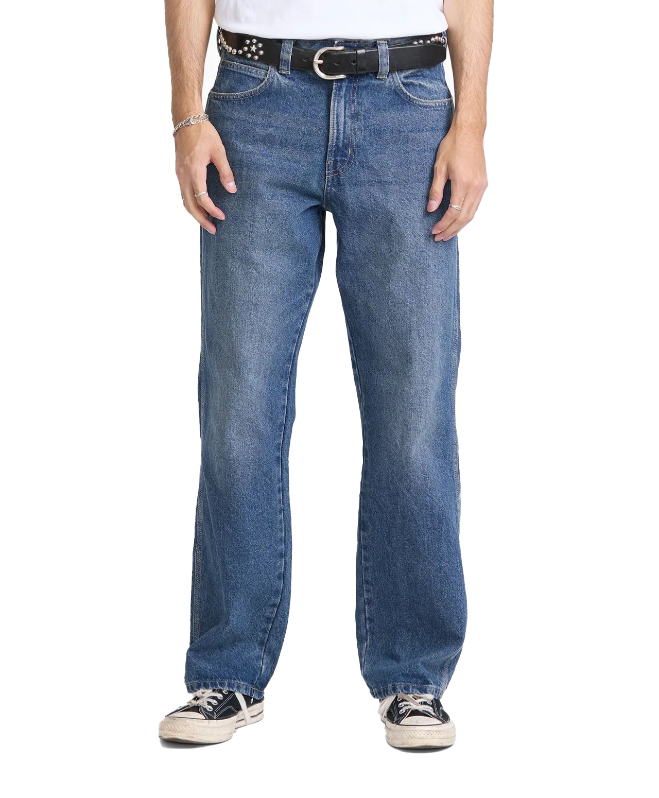 DICKIES 954 RELAXED STRAIGHT WORK DENIM PANTS MID BLUE FADE WASH
