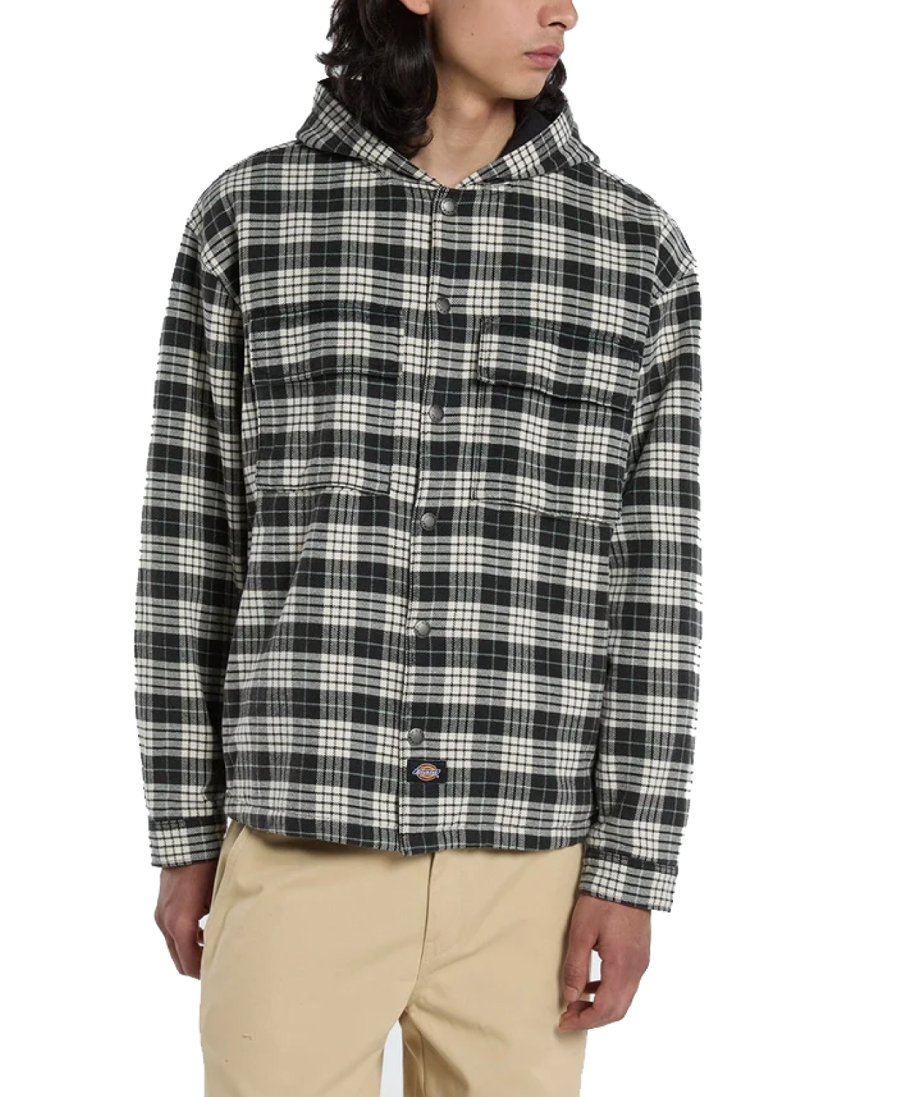 DICKIES LAUGHLIN HOODED FLANNEL SHACKET BLACK