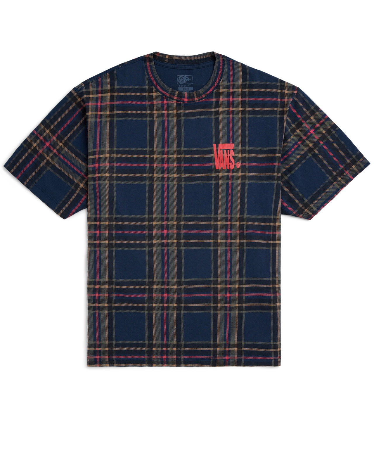 VANS PRINTED PLAID TEE DRESS BLUES