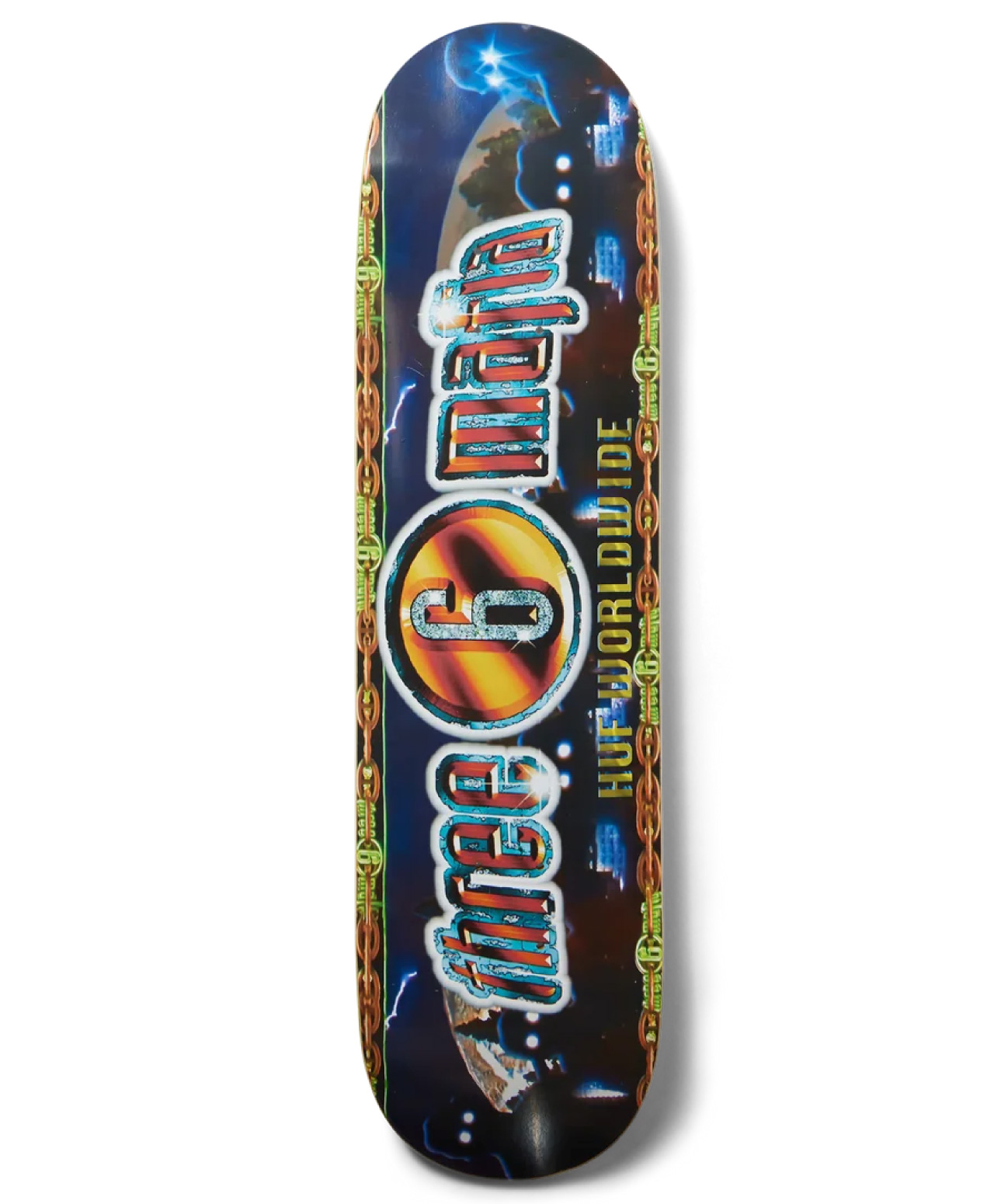 HUF X THREE 6 MAFIA SKATE DECK 8.25 MULTI